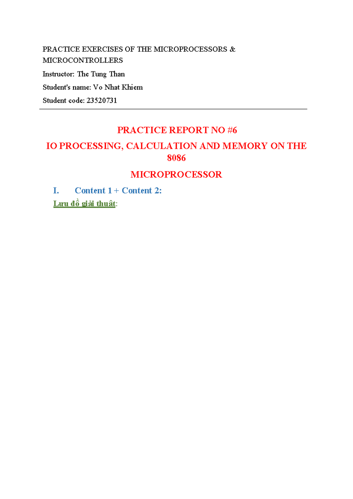LAB 6: PRACTICE EXERCISES ON 8086 MICROPROCESSOR IO & MEMORY - Studocu