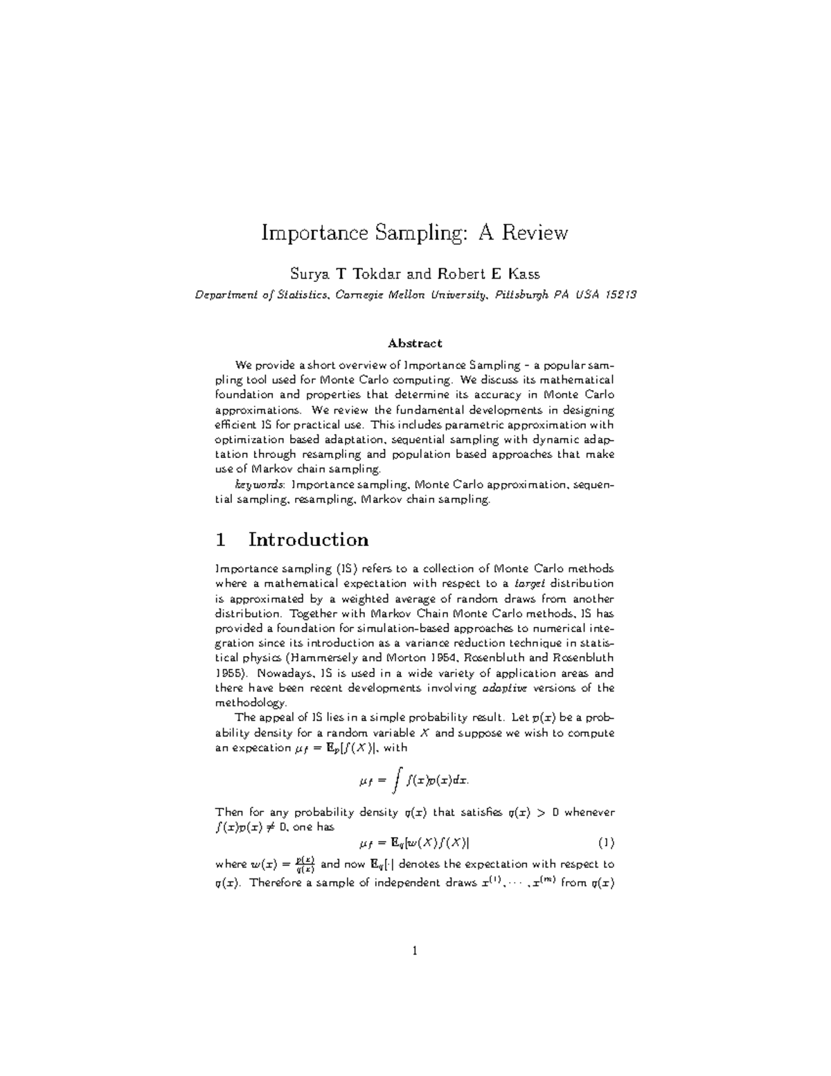 Importance Sampling Techniques: A Comprehensive Review (STAT 123) - Studocu