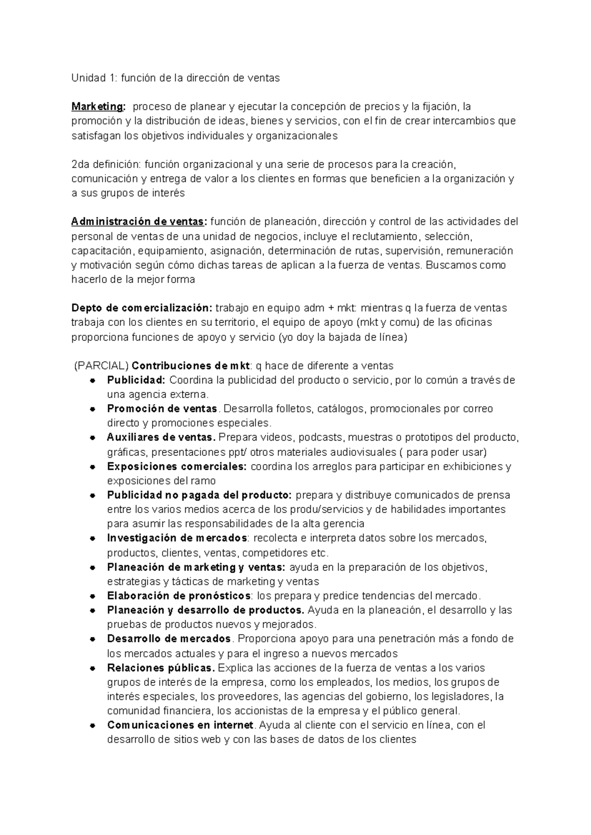 Resumen de Administración y Técnicas de Ventas (PARCIAL) - Unidad 1 ...