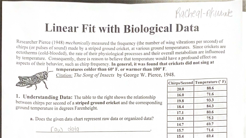 Linear Fit Analysis of Chirp Frequency in Crickets (BIO 3919) - Studocu