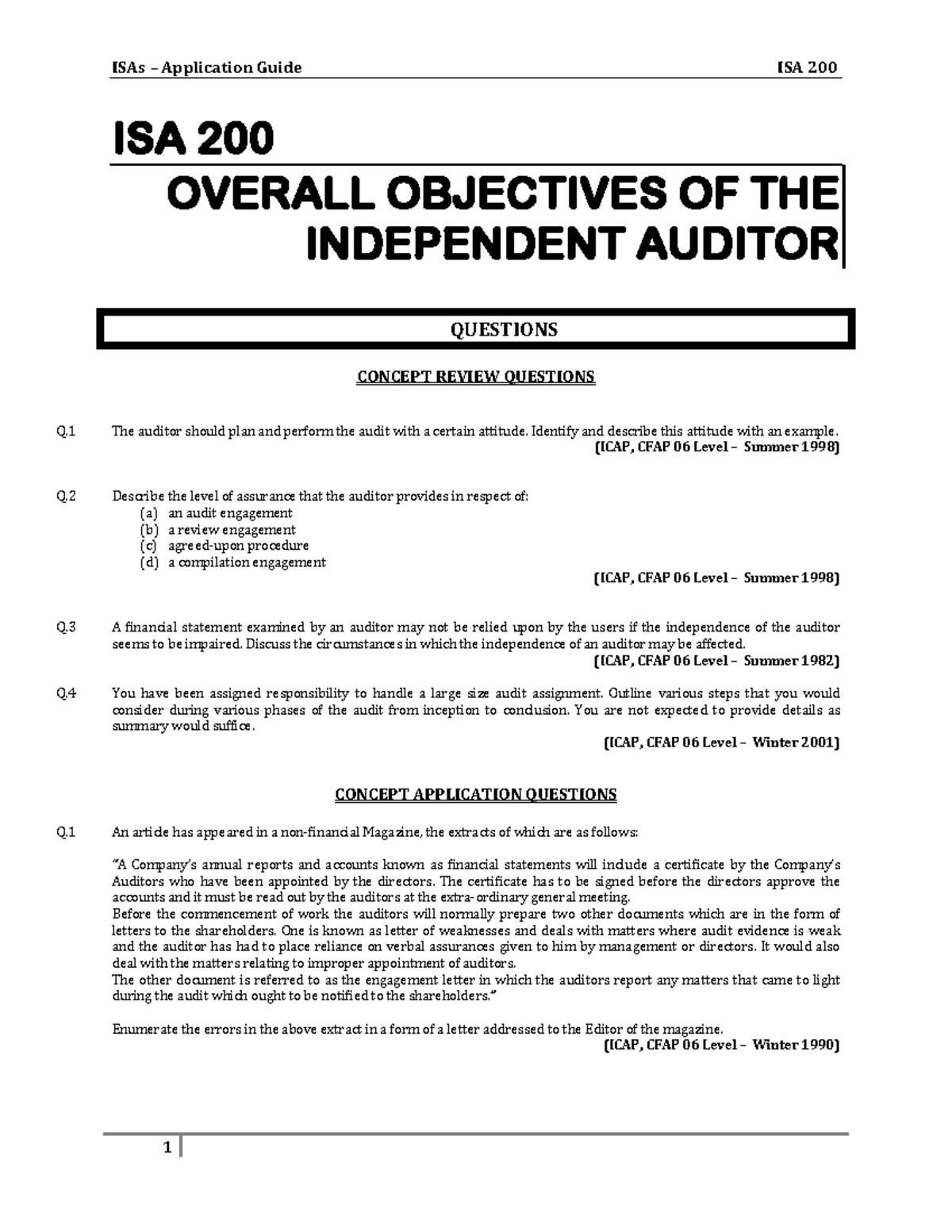 ICAP CFAP 06 Case Study: Auditor Responsibilities & Engagement Letters ...