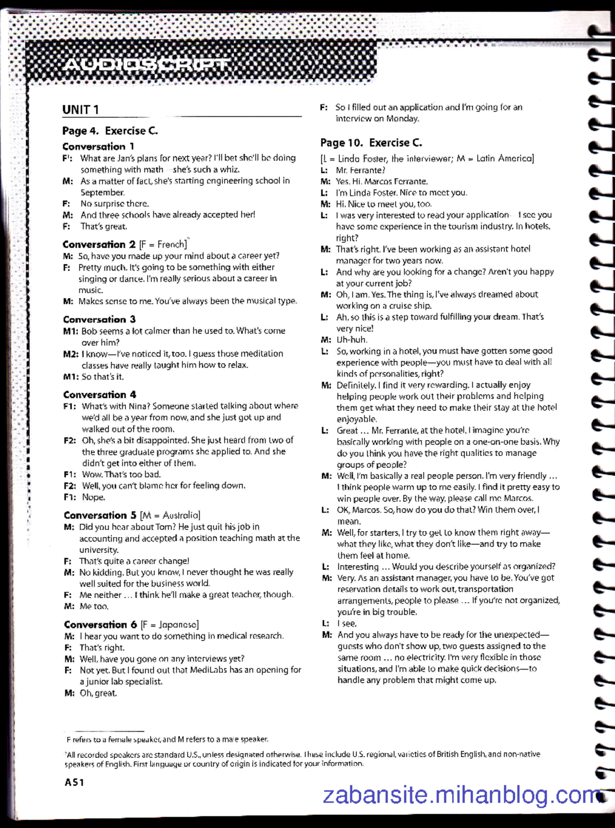 567032422 Summit 2 Audio Script - UNIT 1 Page 4. Exercise C ...