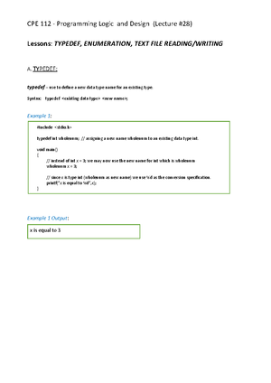 Structure - CPE 112 - Programming Logic and Design (Lecture #27) Lesson ...