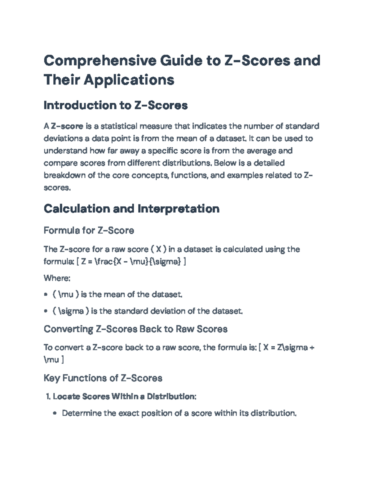 Understanding Z-Scores: Calculation, Applications, and Analysis ...