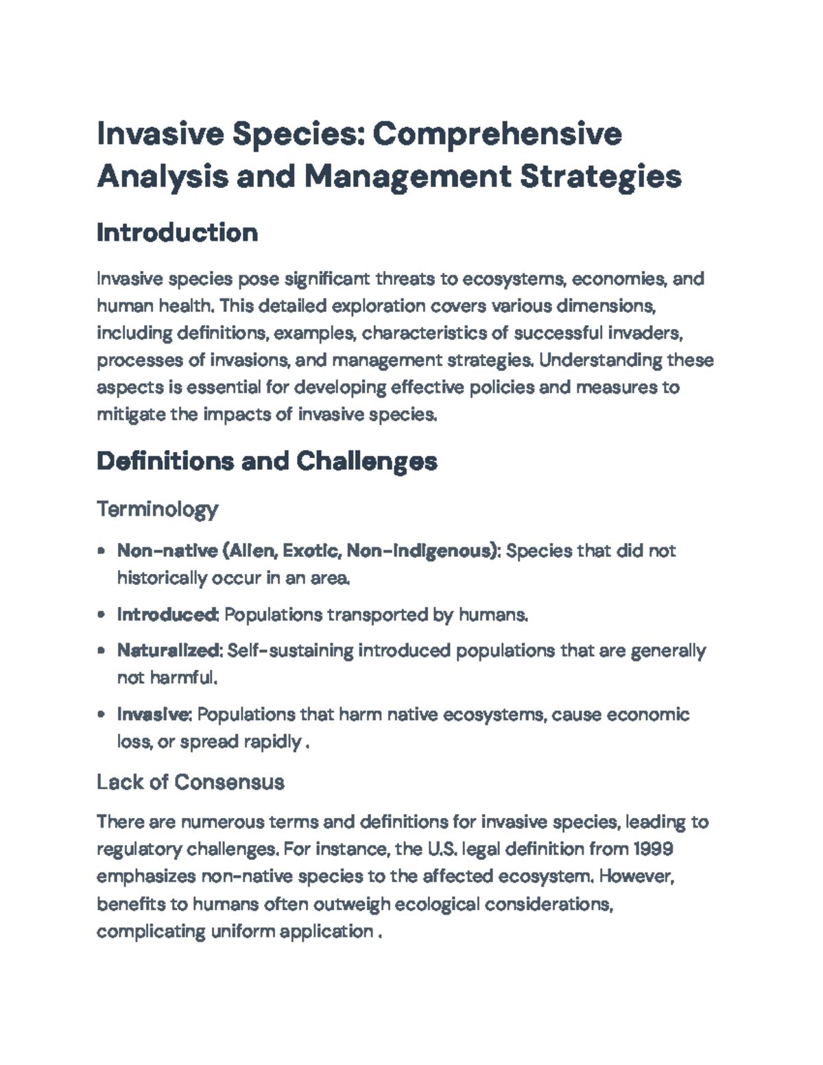 Invasive Species Management: Analysis, Impacts, and Strategies ...