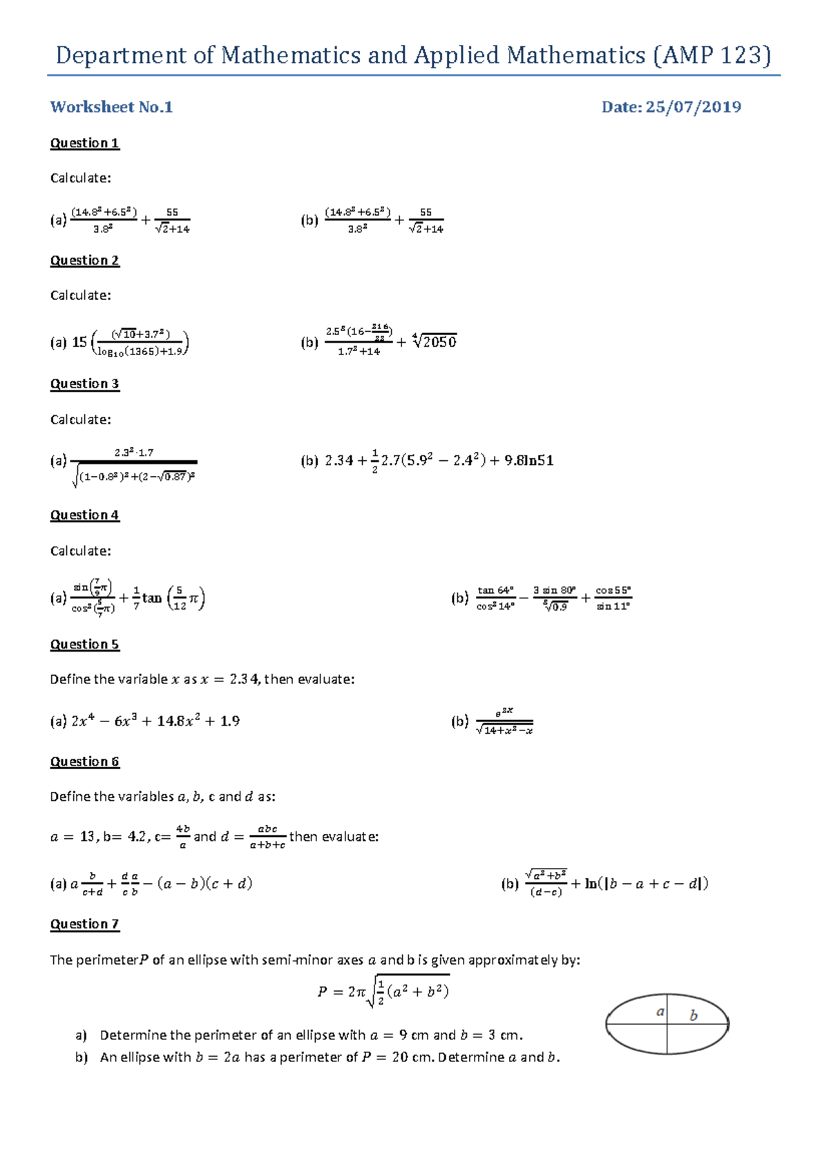 WS1 - Ms Adams - Department of Mathematics and Applied Mathematics (AMP ...