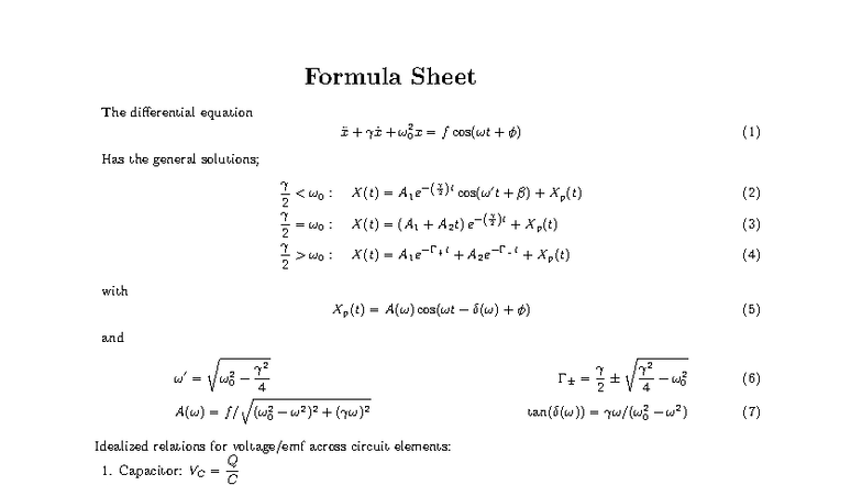 Practice Final Exam 1 - Physics 8.03: Vibrations and Waves Formula ...