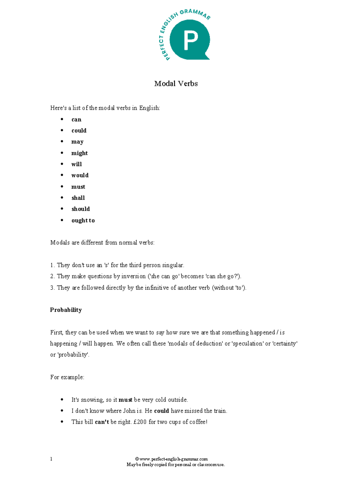 Modal Verbs Overview - Key Concepts & Examples - Studocu