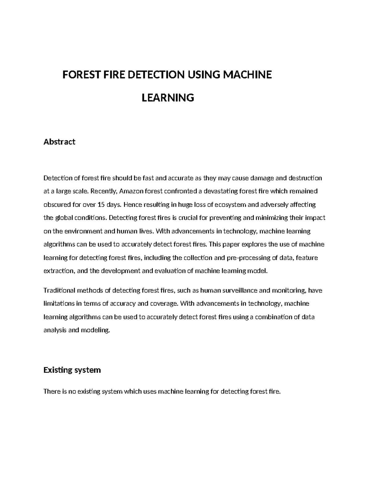 Forest Fire Detection Using ML: Project Overview and Specifications ...