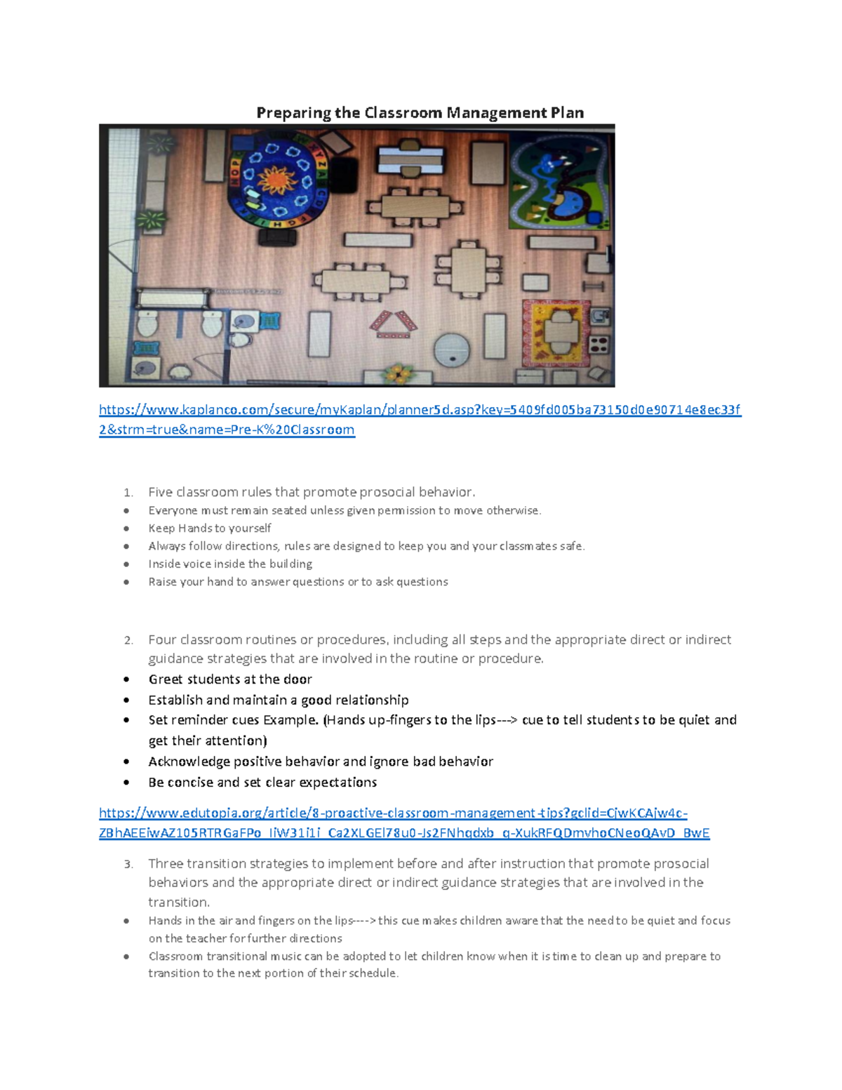 ECE 400 Classroom Management Plan Draft: Rules, Routines & Feedback ...