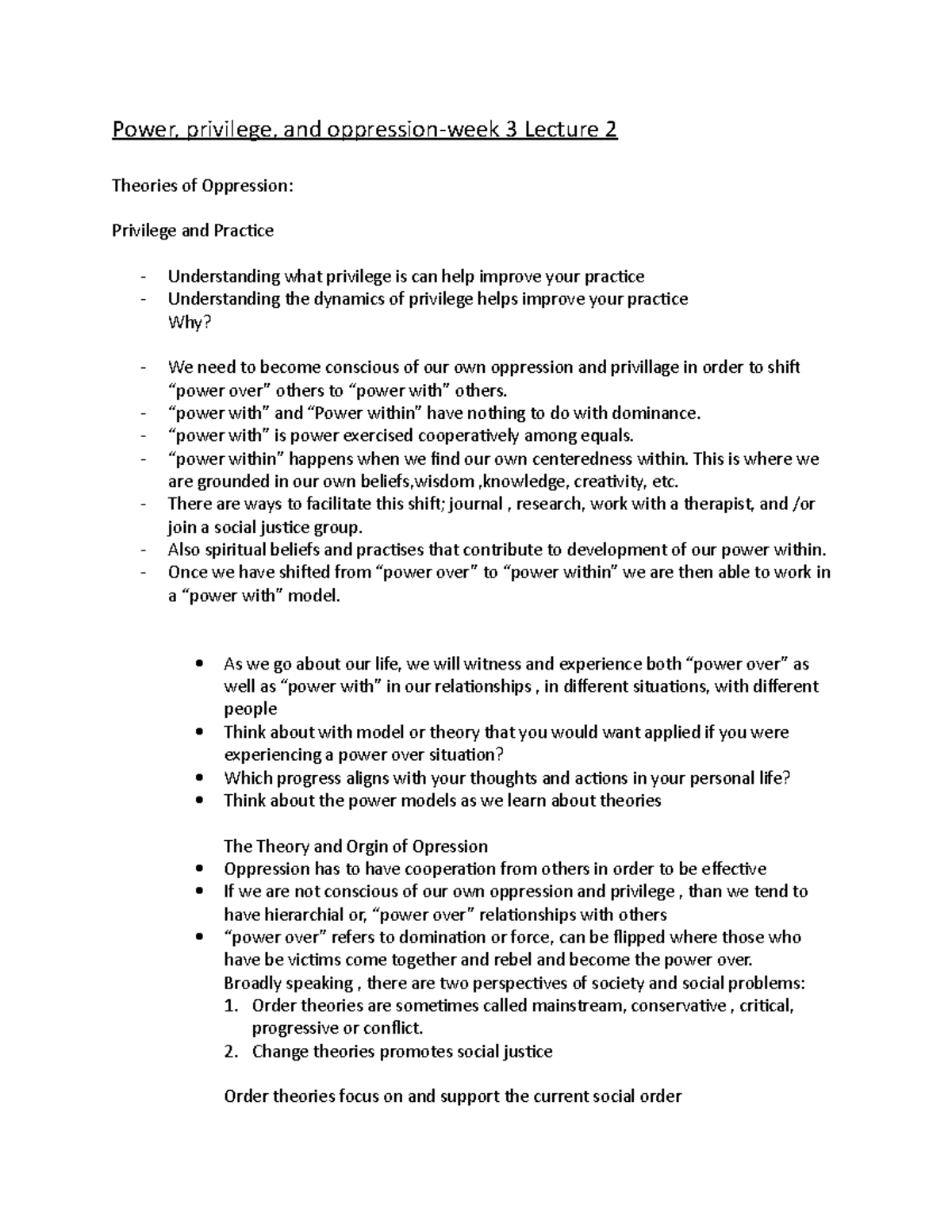 Power, privillege and oppressiob lecture 2 - Power, privilege, and ...