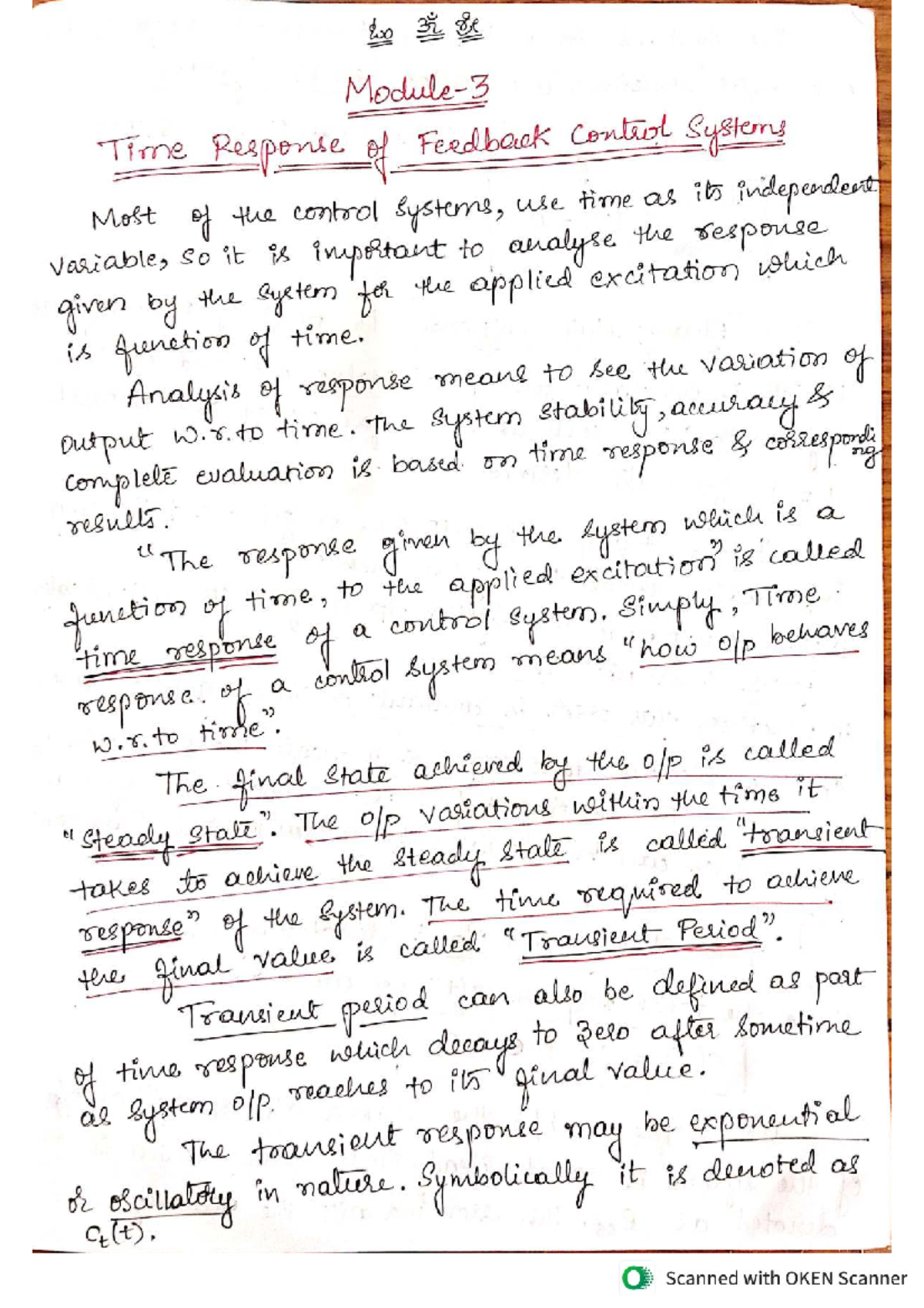 CS Mod3 Time Response - Module 3 Notes on Feedback Control - Studocu