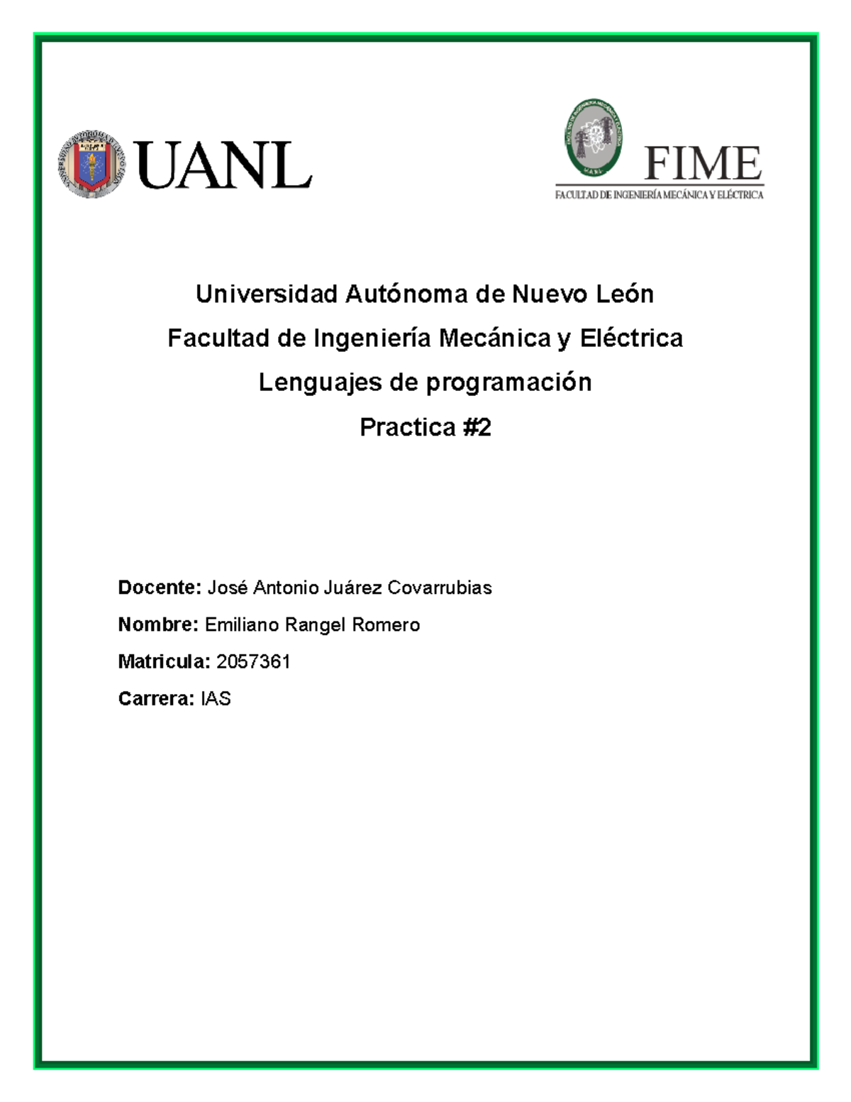 ERR Practica#2 - pract 2 - Universidad Autónoma de Nuevo León Facultad ...