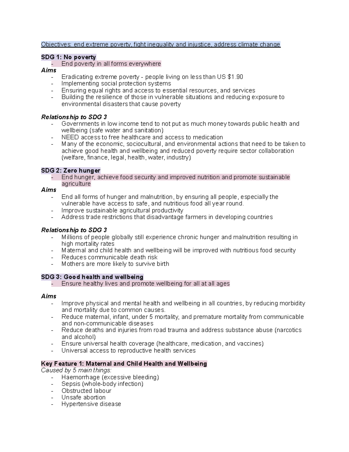 HHD U4 AOS2 Sustainable Development Goals Notes - Studocu