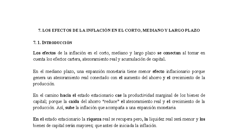 TEO3 - Efectos de la Inflación a Corto, Mediano y Largo Plazo - Studocu