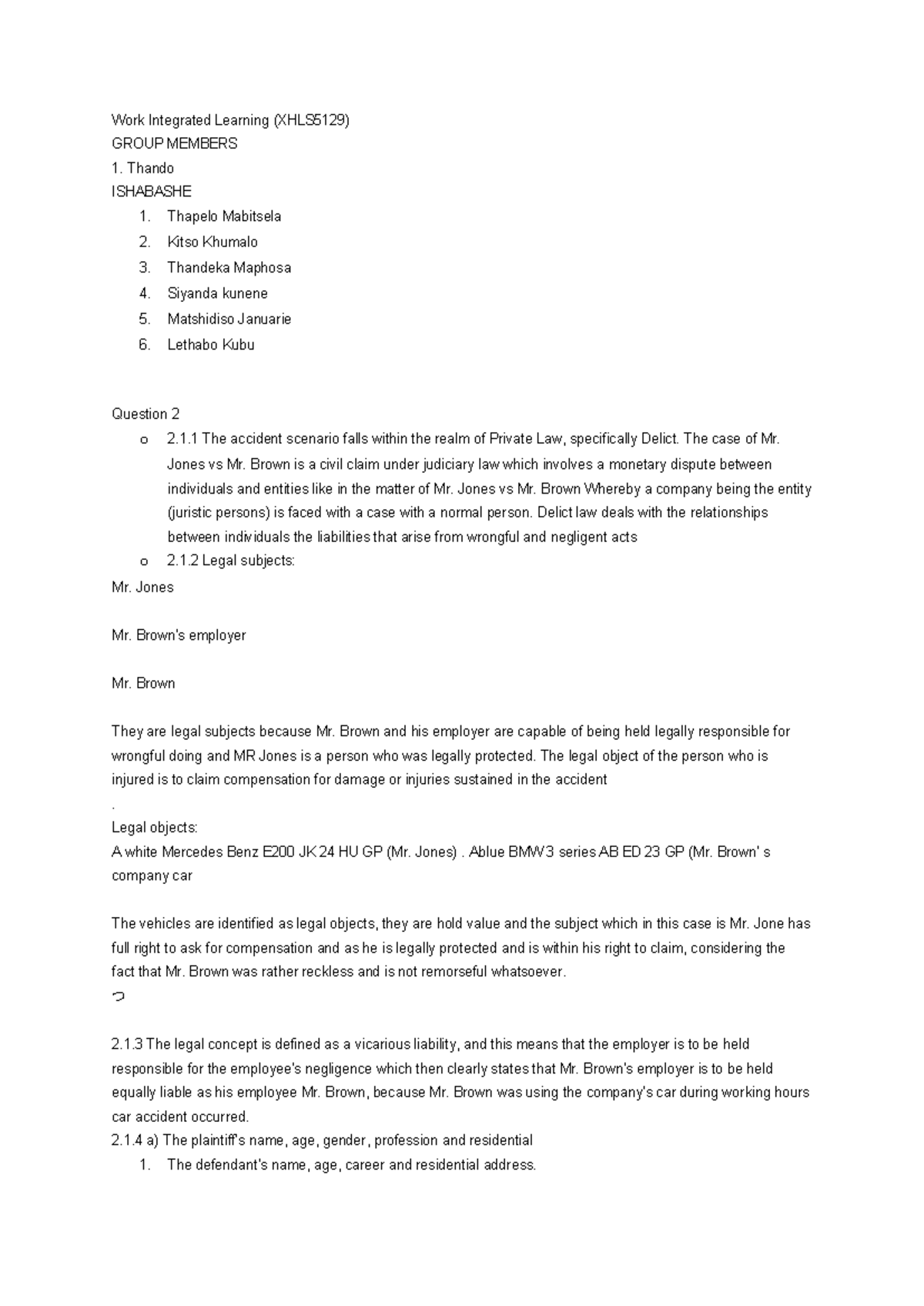 XHLS5129 Group B - Work Integrated Learning Assignment - Studocu