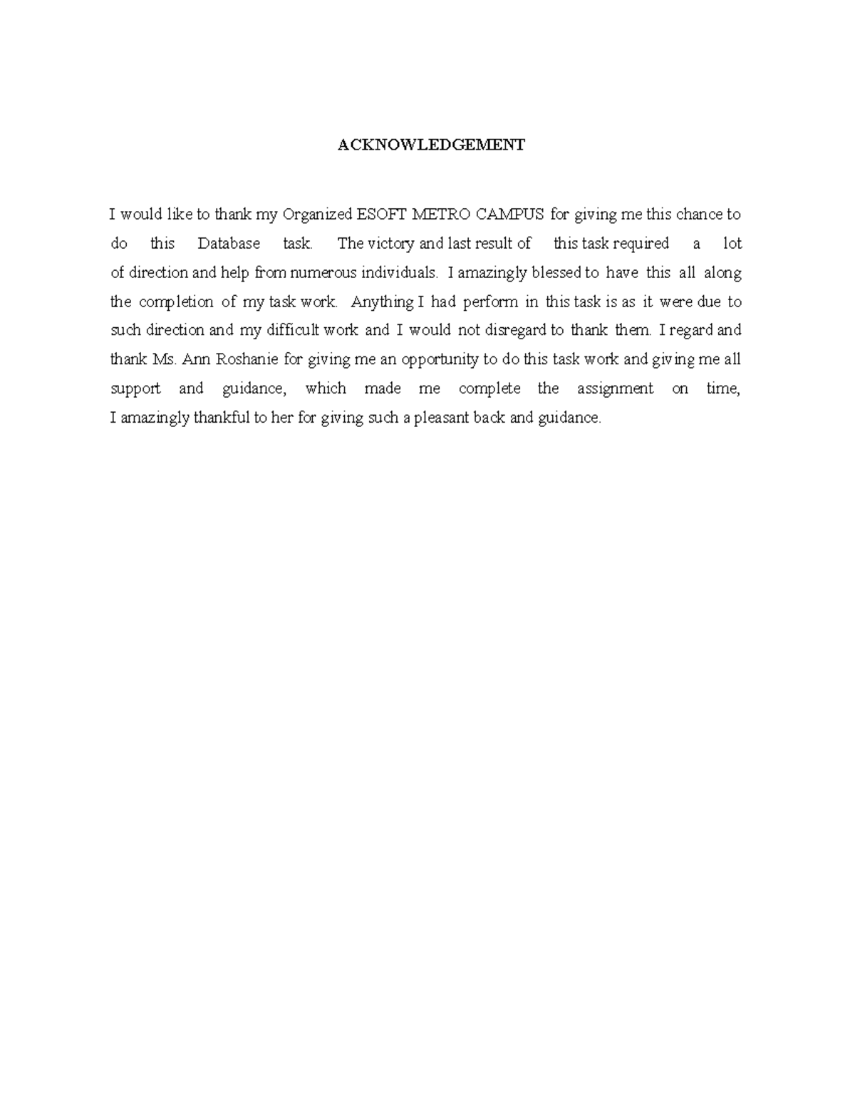 Unit 01 programming assessment - ACKNOWLEDGEMENT I would like to thank ...