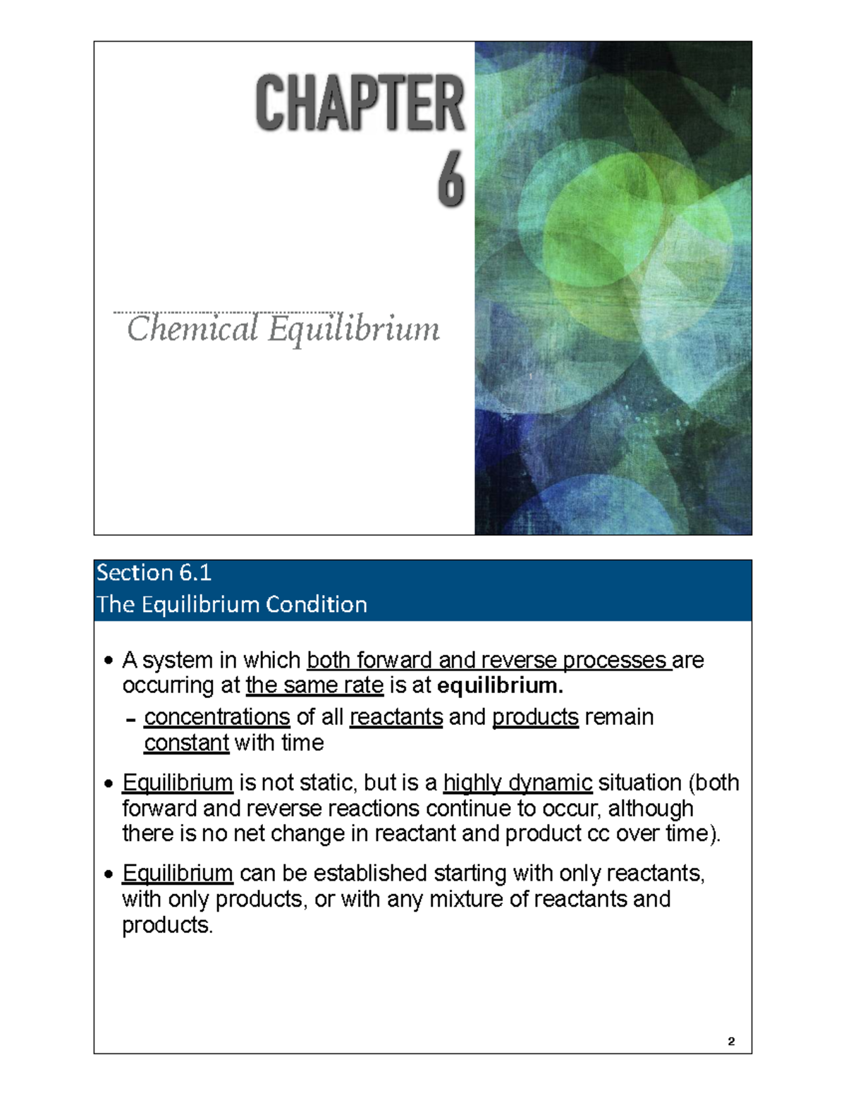 Chem25 CHAPTER 6: Chemical Equilibrium and Its Principles - Studocu
