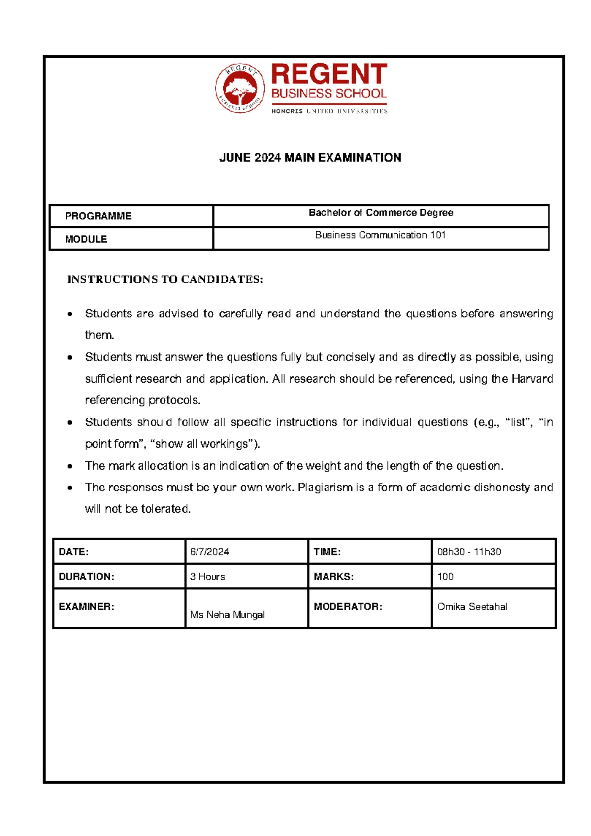 BCom Accounting - Business Management 101 Final Exam Nov 2024 - Studocu
