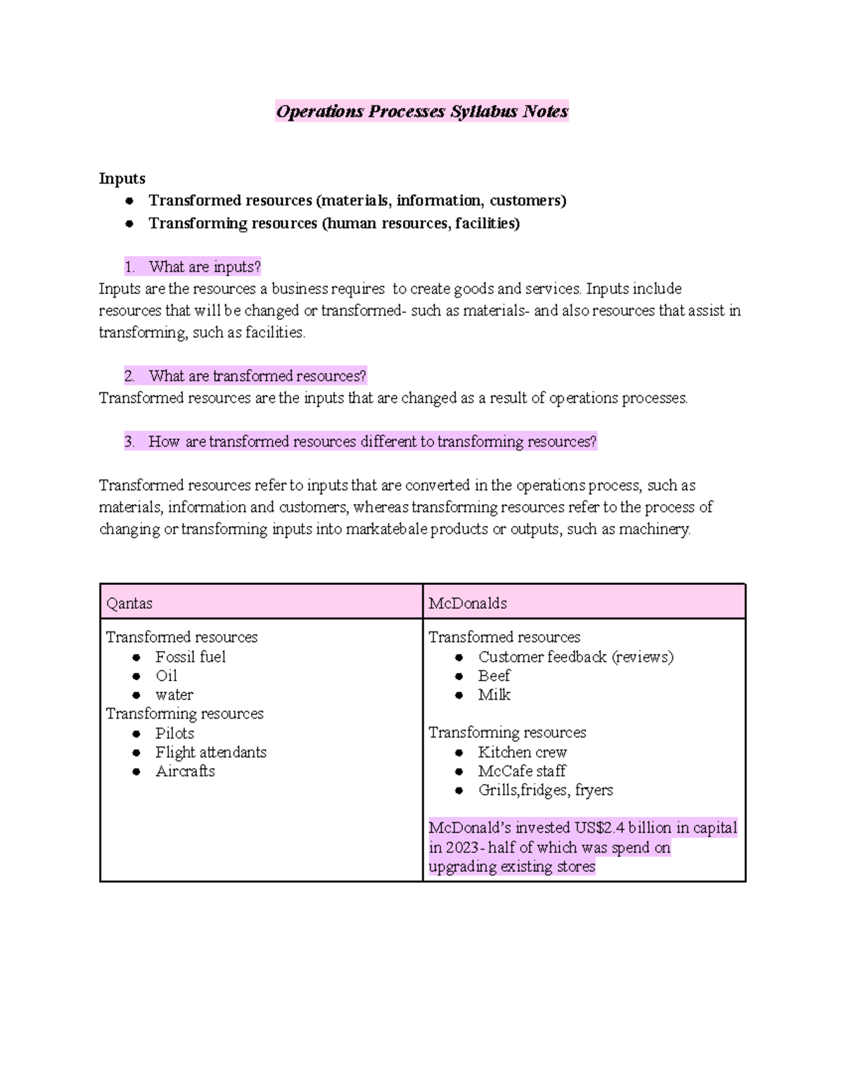 ## BUS 101: Operations Processes and Management Notes - Studocu