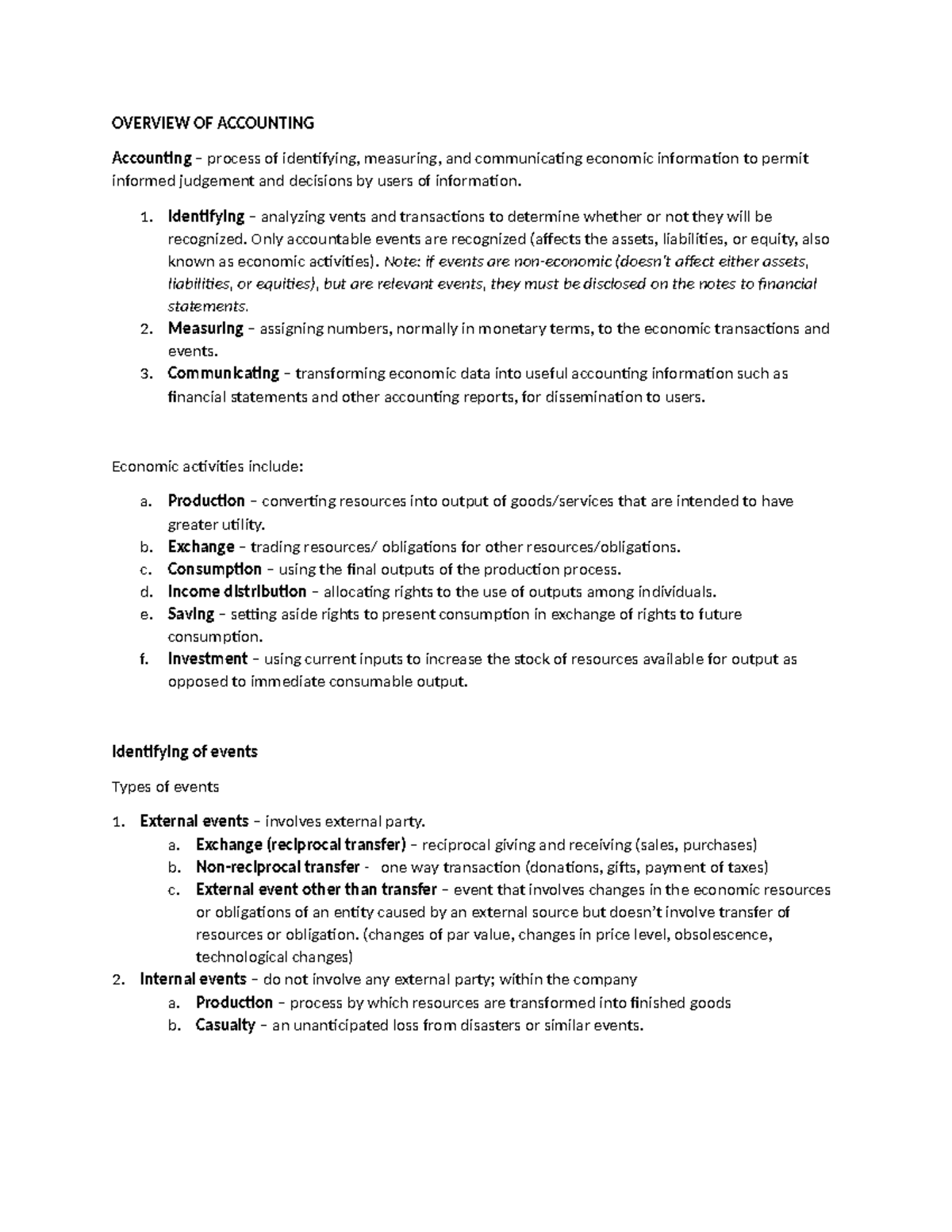 CFAS - Overview of Accounting: Key Concepts and Processes - Studocu