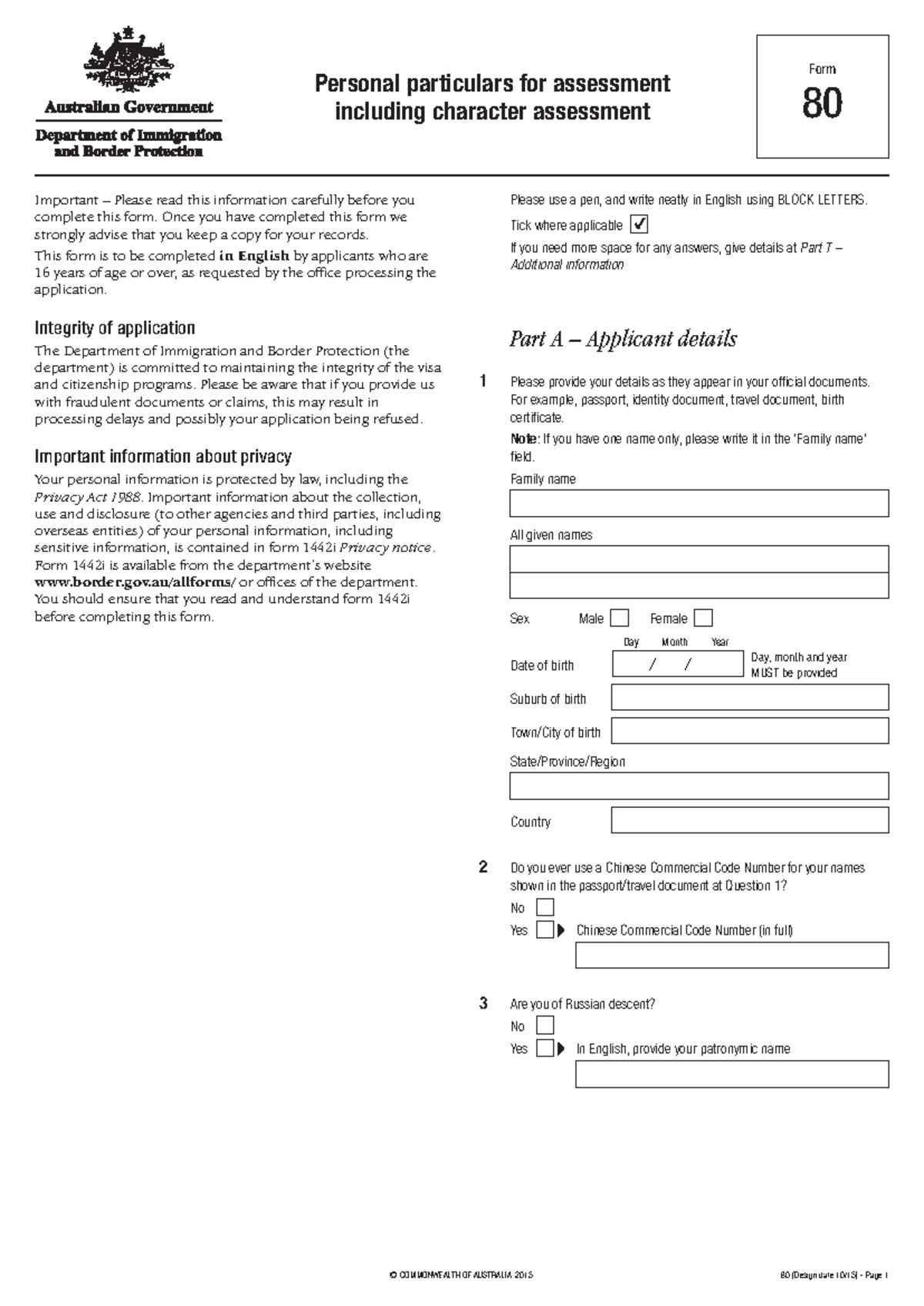 80 Form - ddvffkcxhnfdjfmjfjvgdgkhf,yjgmchf - Personal particulars for ...
