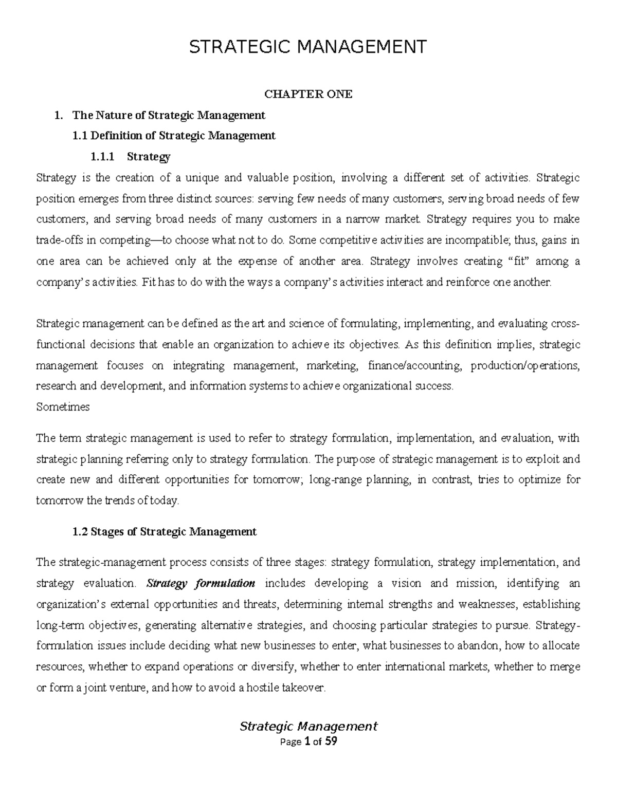 Strategic Management Concepts & Processes - MGT 101 Overview - Studocu