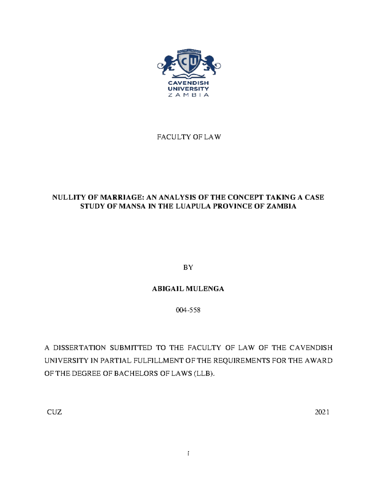 LLB Dissertation: Analyzing Nullity of Marriage through Case Study in ...