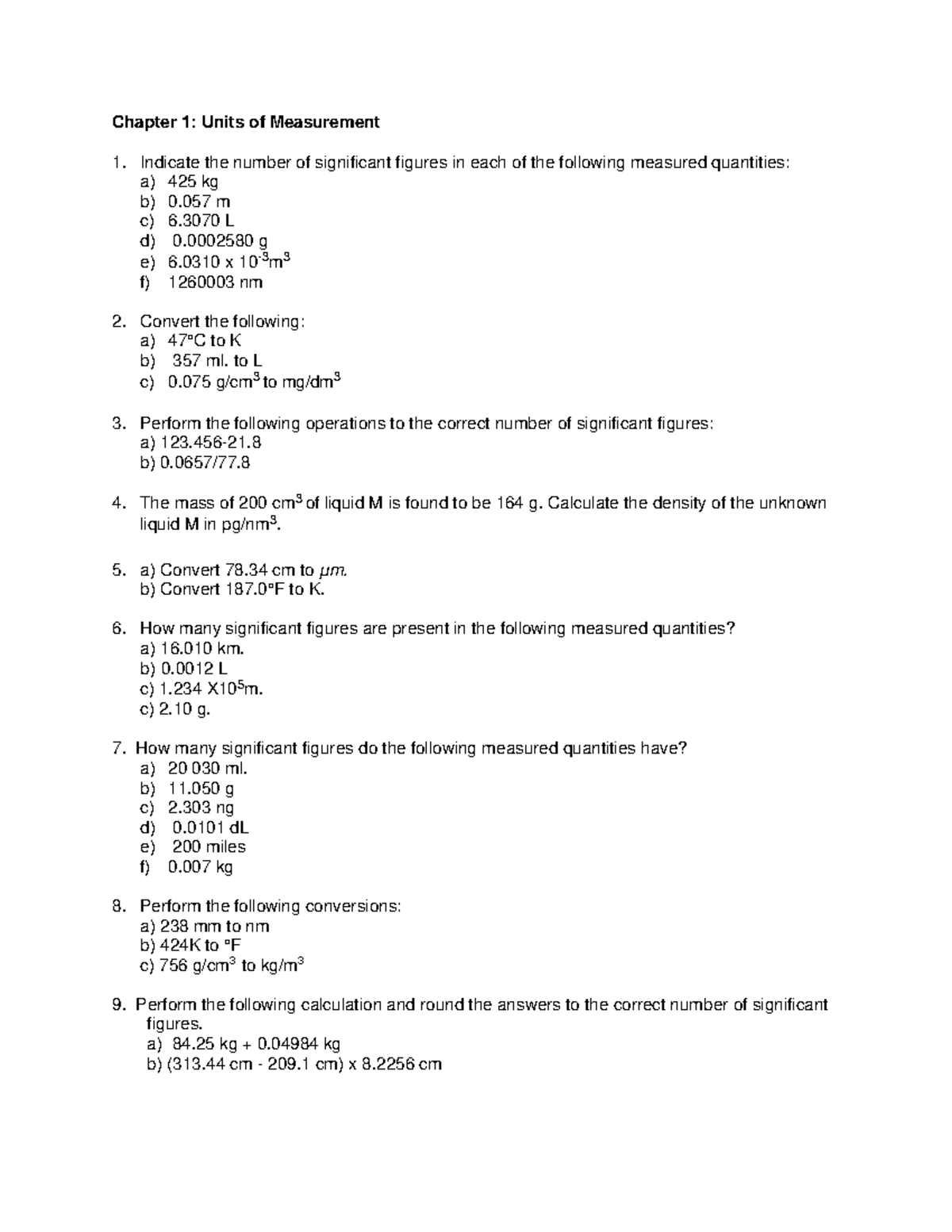 CHM138 Tutorial 1: Significant Figures and Unit Conversions - Studocu