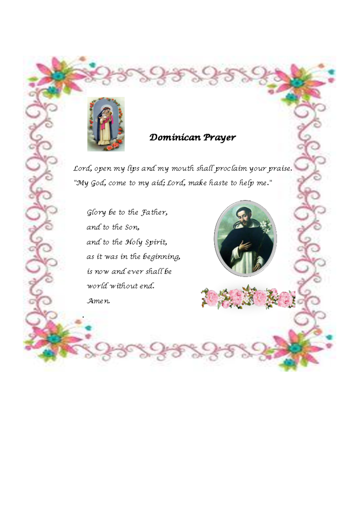 Dominican Prayer and Institutional Mission Overview - Studocu