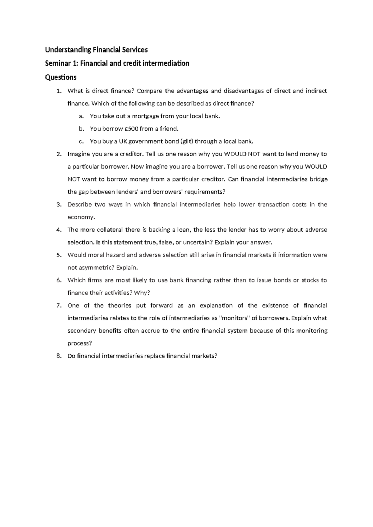 Understanding Financial Services Seminar 1: Banking Act ...