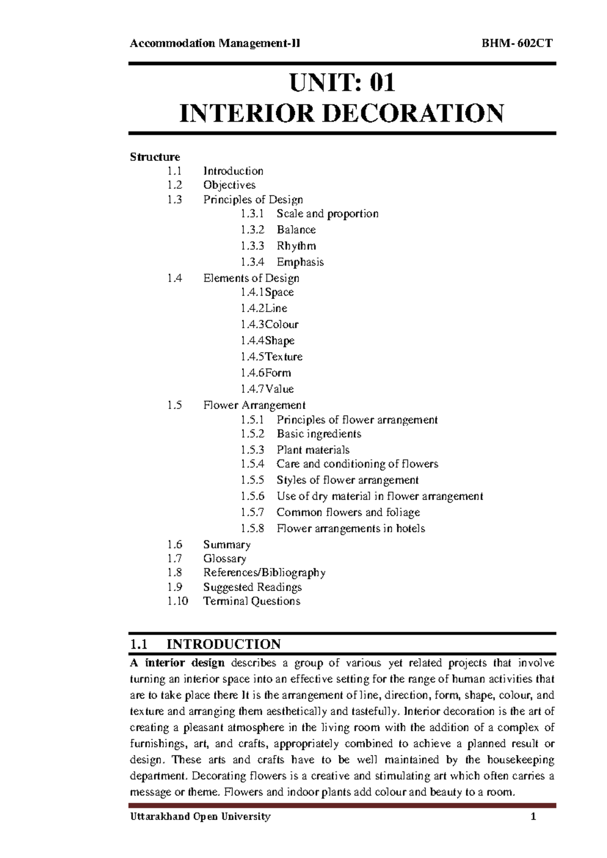 BHM-602CT - Interior Design Course Notes: Principles & Flower ...