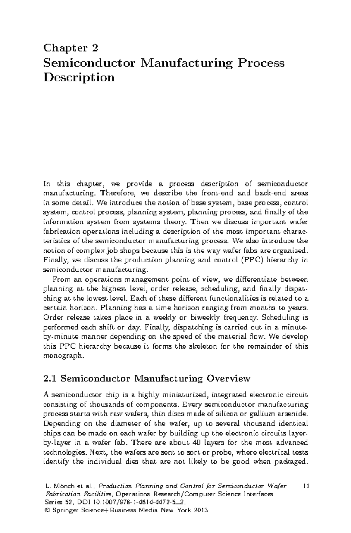 Chapter 2: Semiconductor Manufacturing Process Overview (ENG 101) - Studocu
