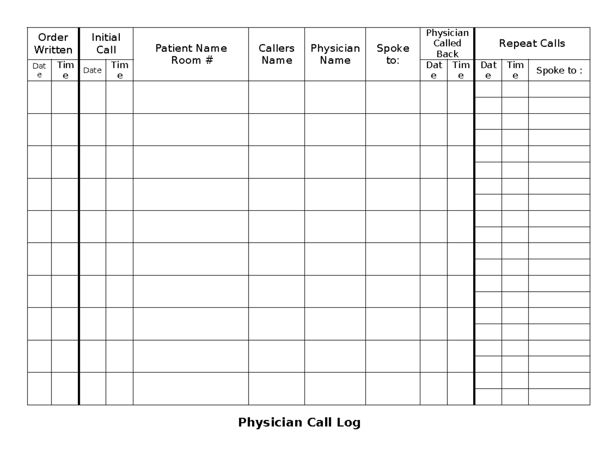 Md call log - symptpmslabel - HIST 308 - Order Written Dat e Tim e ...