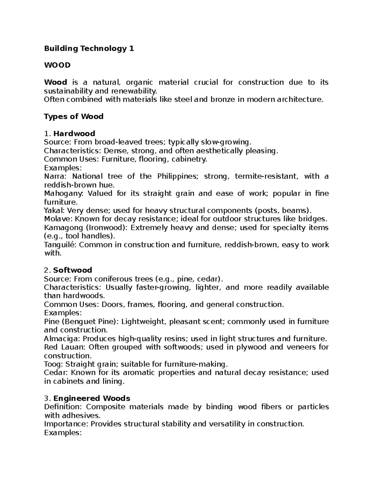 AC - BT1 - Midterm Notes on Building Technology and Materials - Studocu