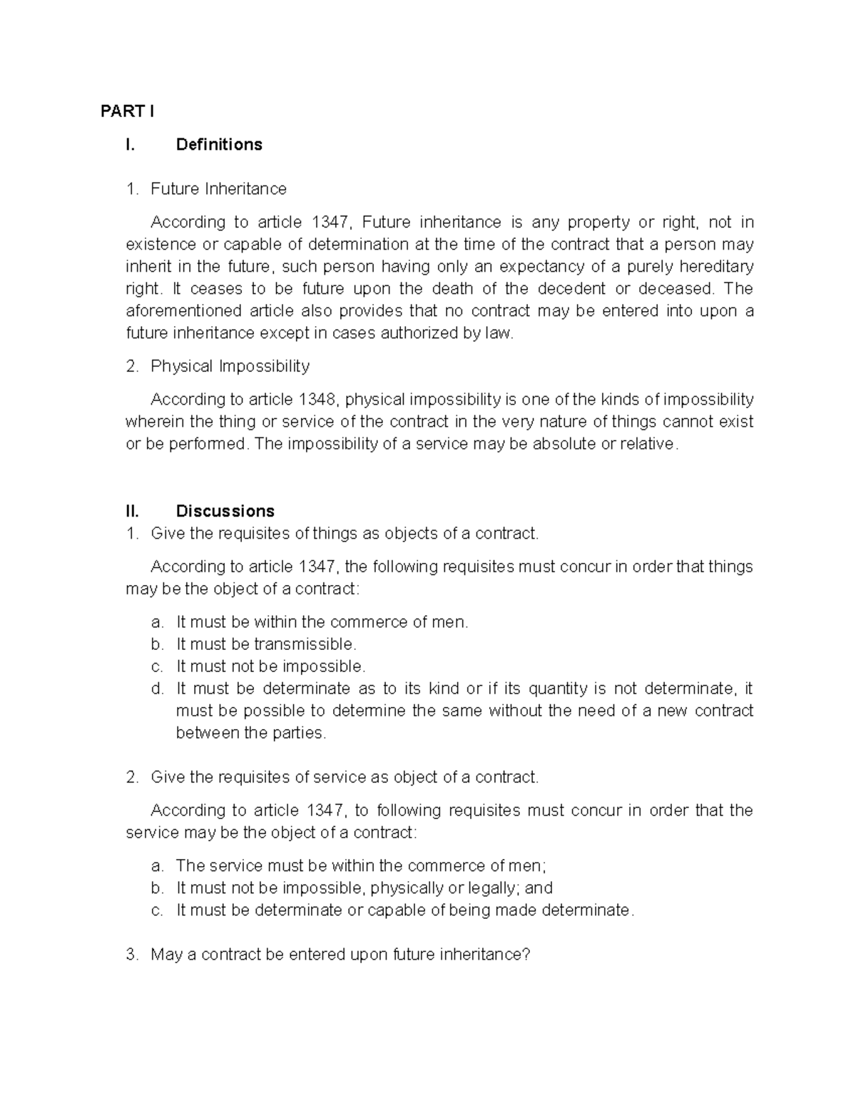 Obligations and Contracts: Key Concepts and Legal Principles - Studocu
