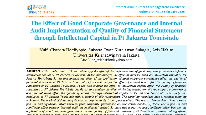 The Impact of Good Corporate Governance and Internal Audit on Financial ...