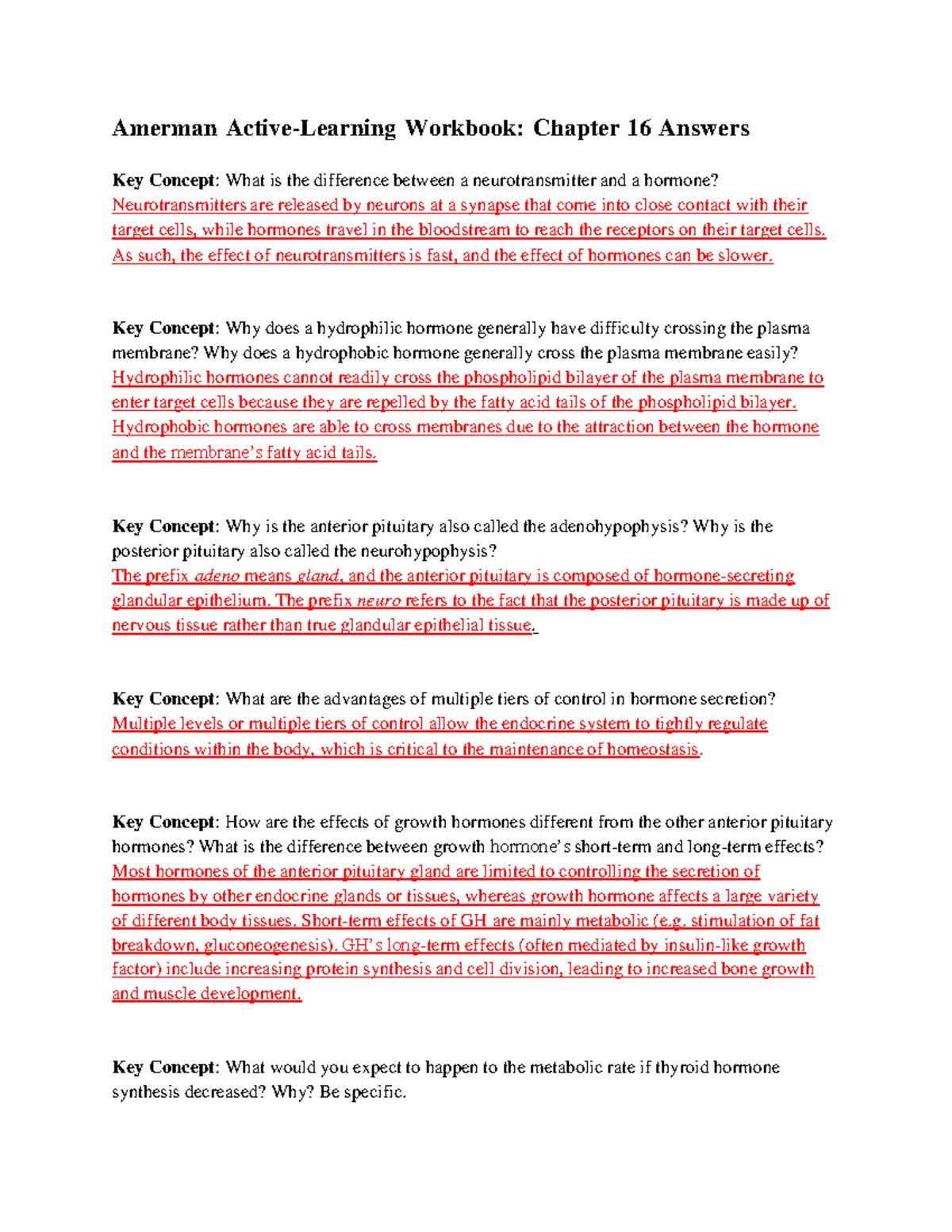 Amerman Workbook: Chapter 16 Key Concepts & Answers - Studocu