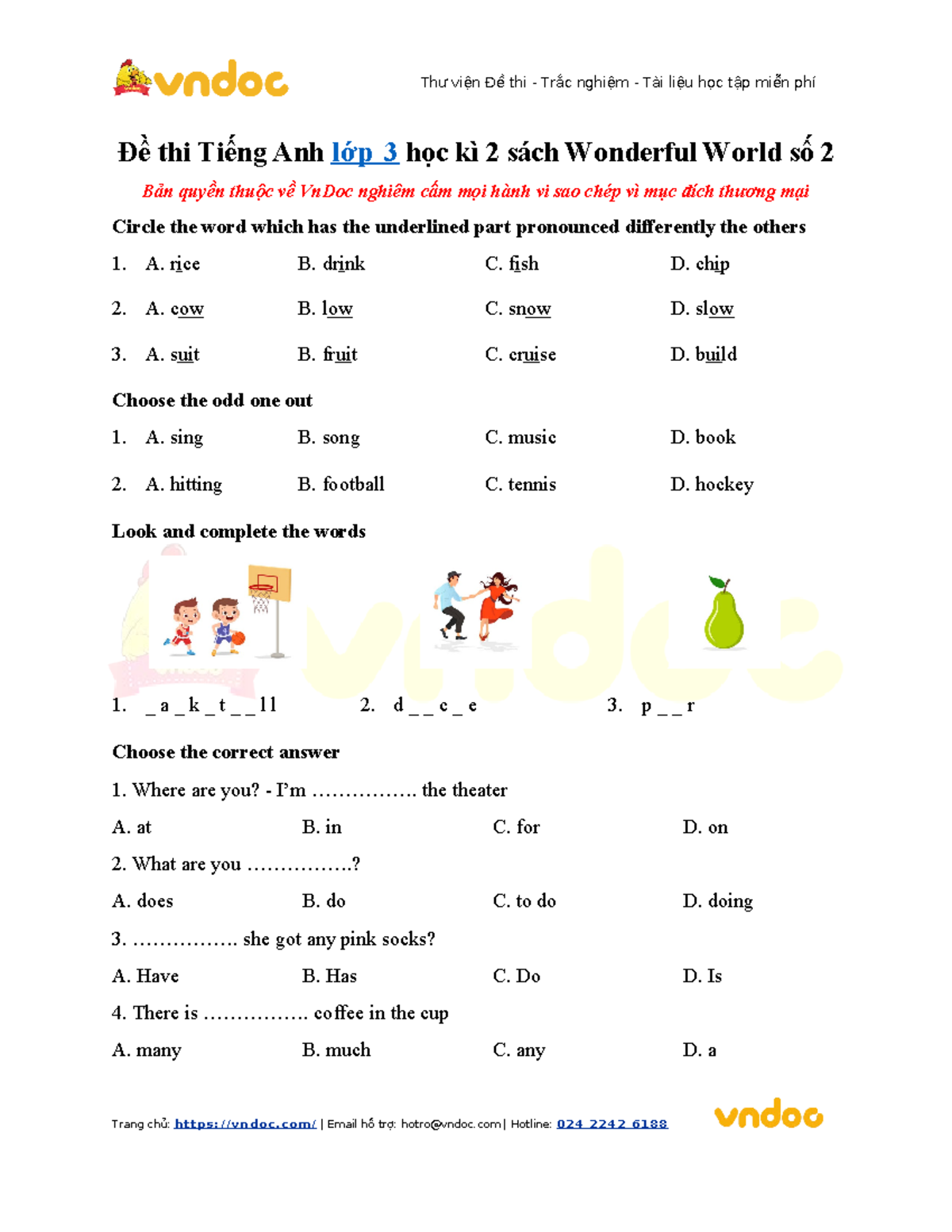 Đề thi Tiếng Anh lớp 3 HK2 - Sách Wonderful World số 2 - Studocu