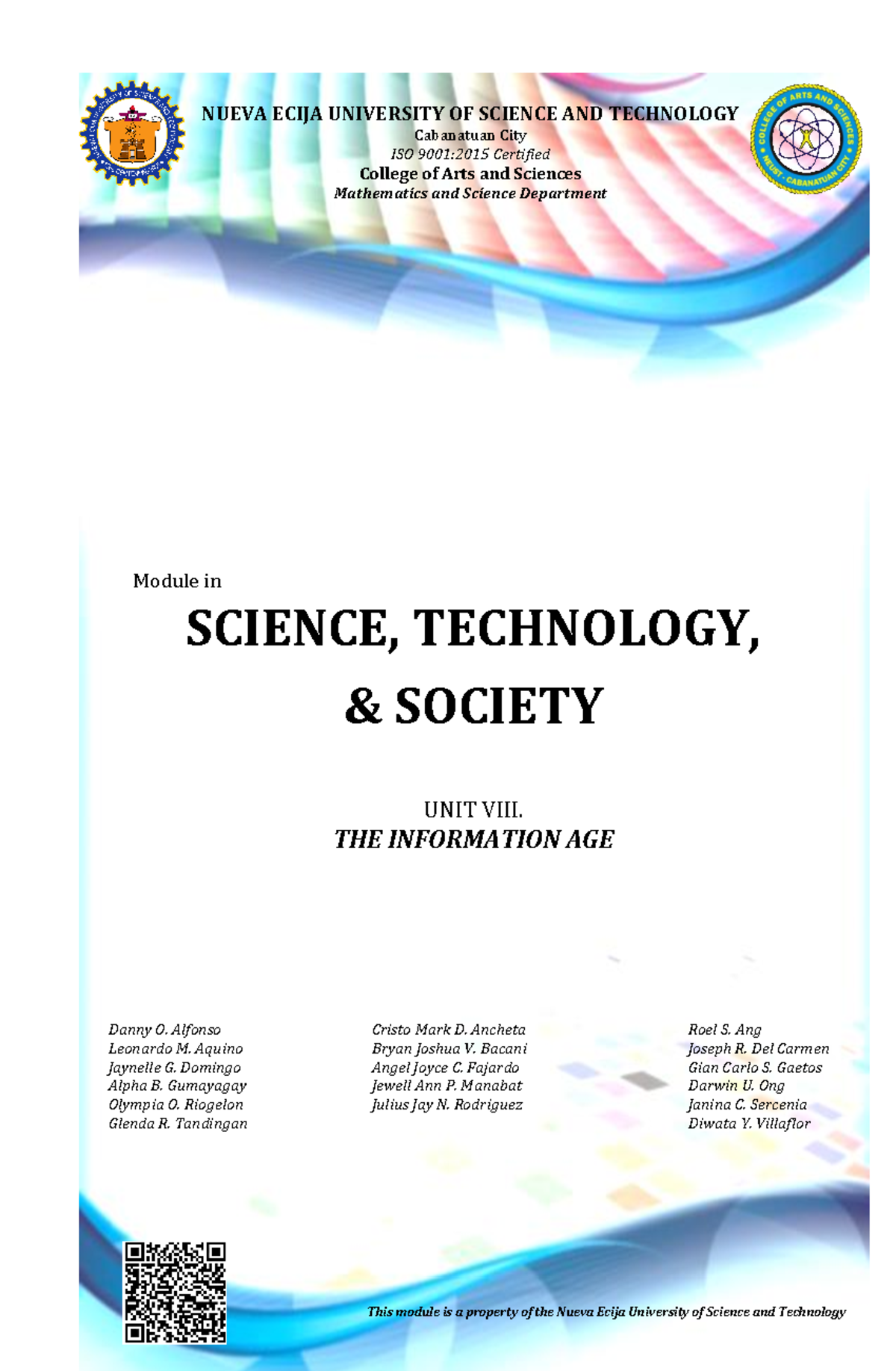 STS (MSD) Module 8 - 1 Module in SCIENCE, TECHNOLOGY, & SOCIETY This ...