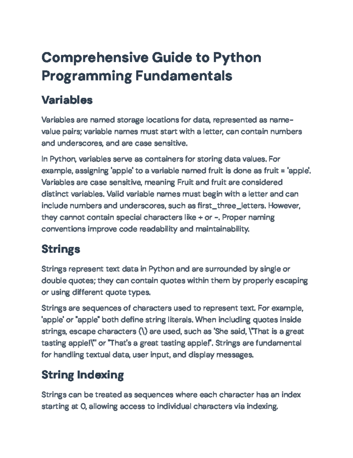 Comprehensive Guide to Python Programming (CS101) - Studocu