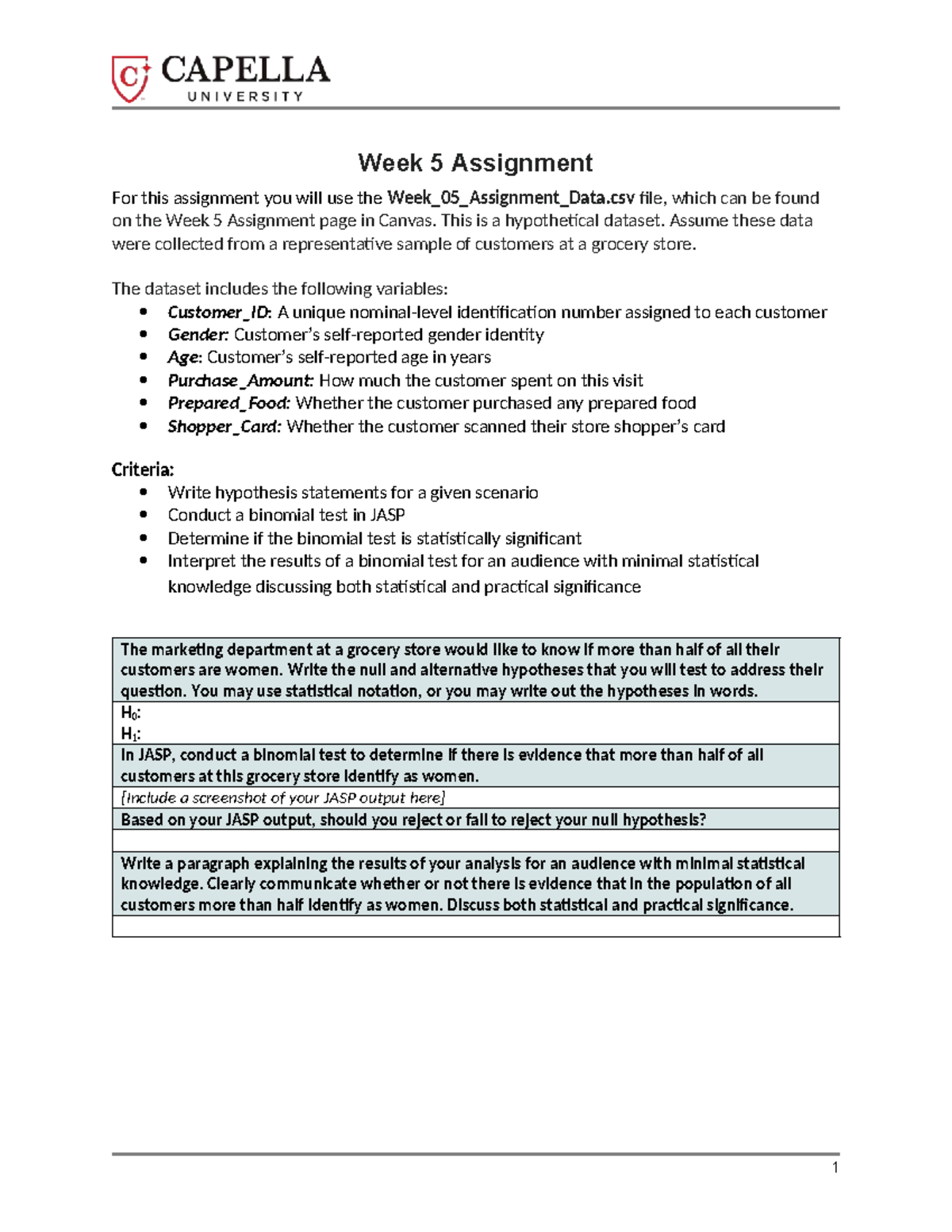 Cf PSYC3700 Week 5 Assignment: Binomial Test Analysis - Studocu