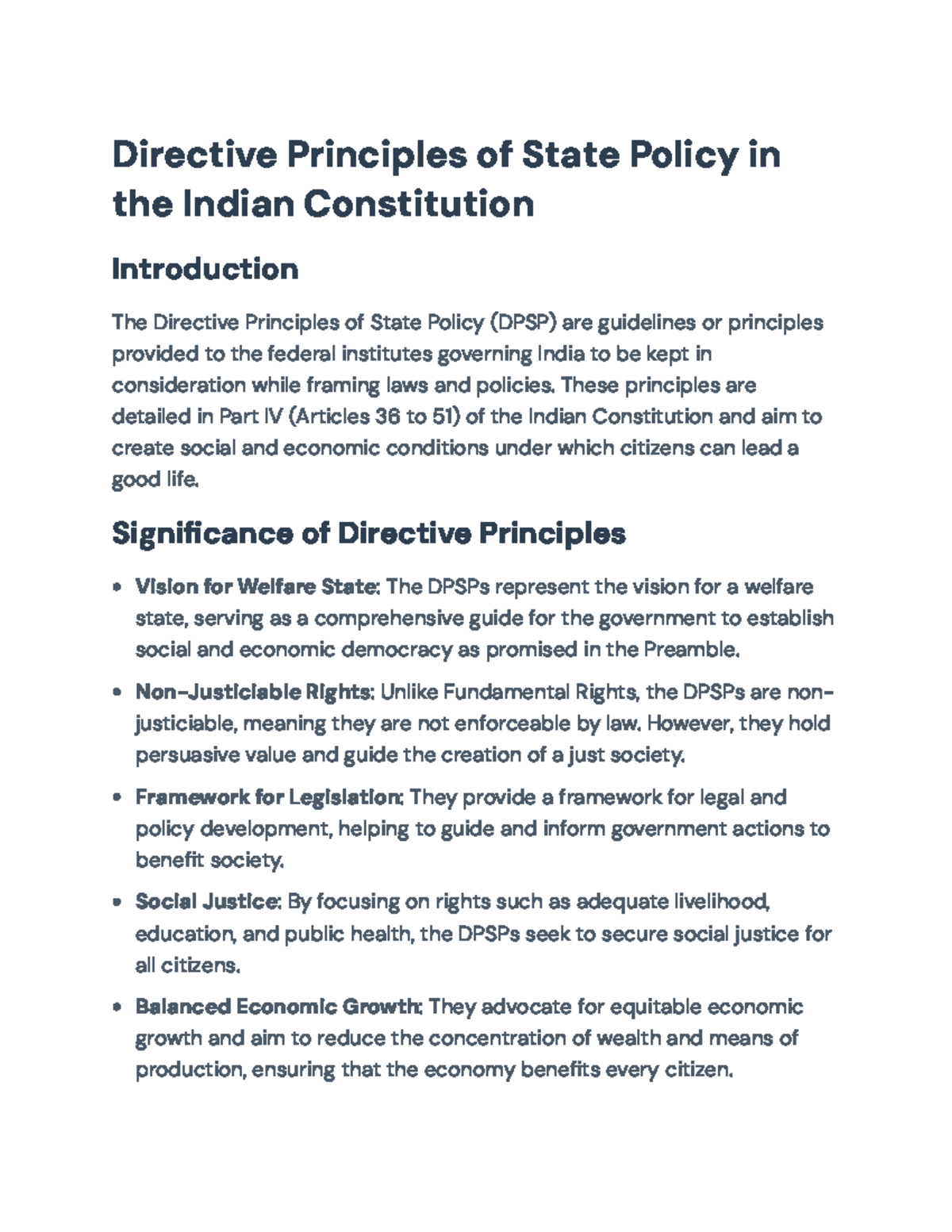 Directive Principles of State Policy - Indian Constitution Notes ...