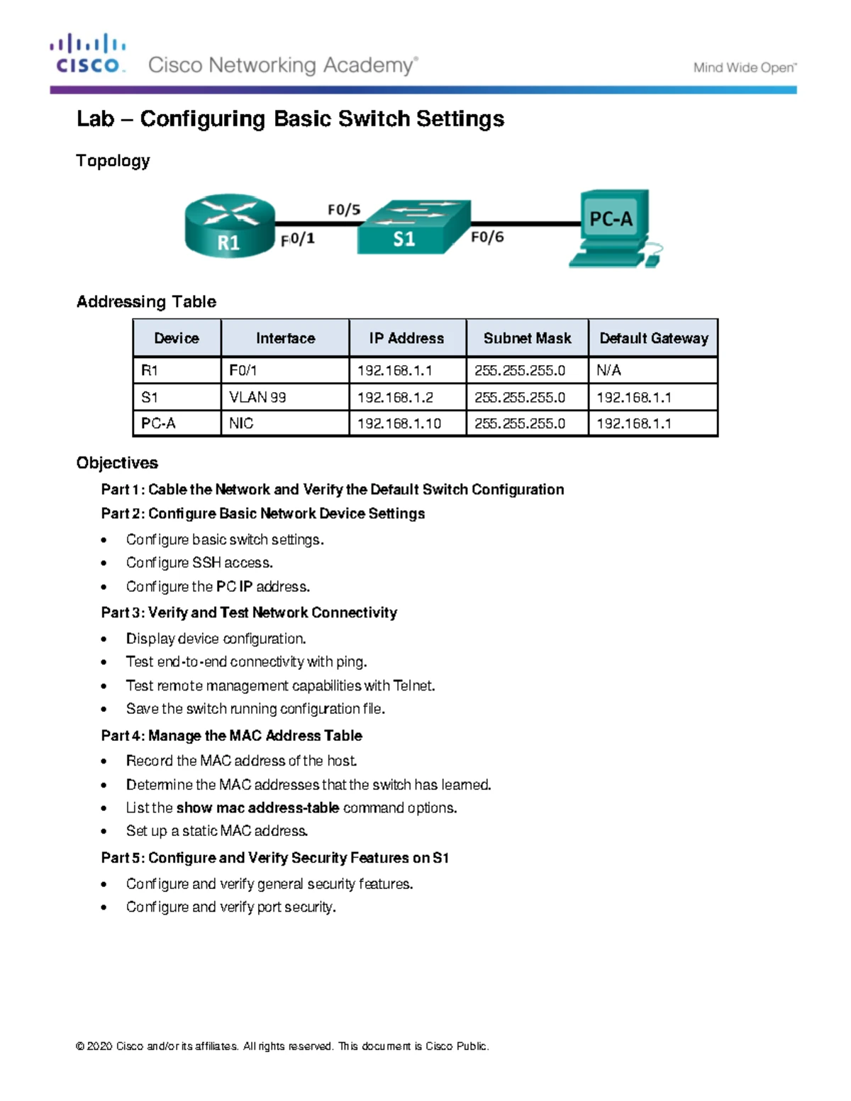 Lab 9.1 - Configuring Standard IPv4 ACLs and OSPF for Network Security ...