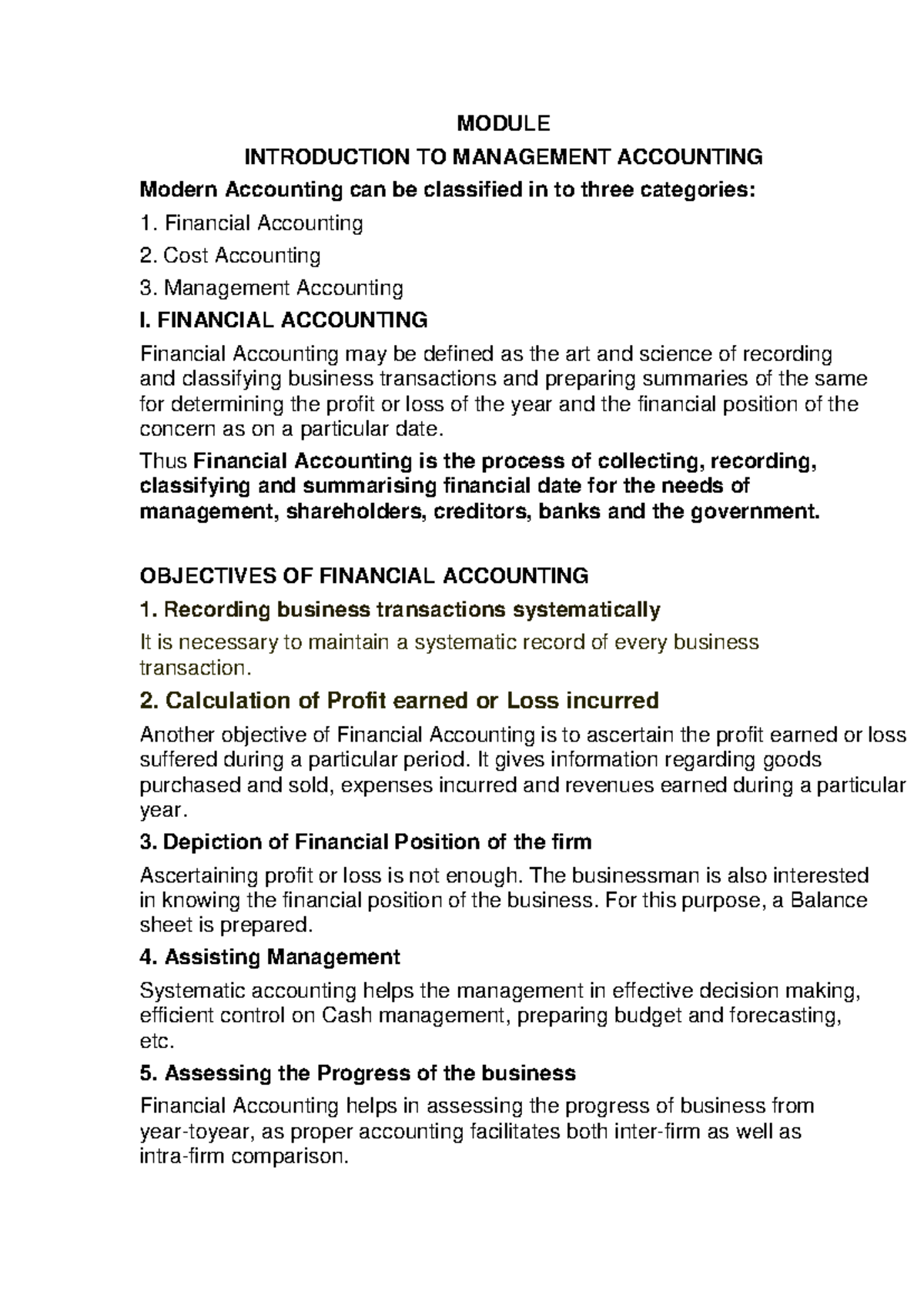 Management Accounting Overview and Key Concepts (MGT 101) - Studocu