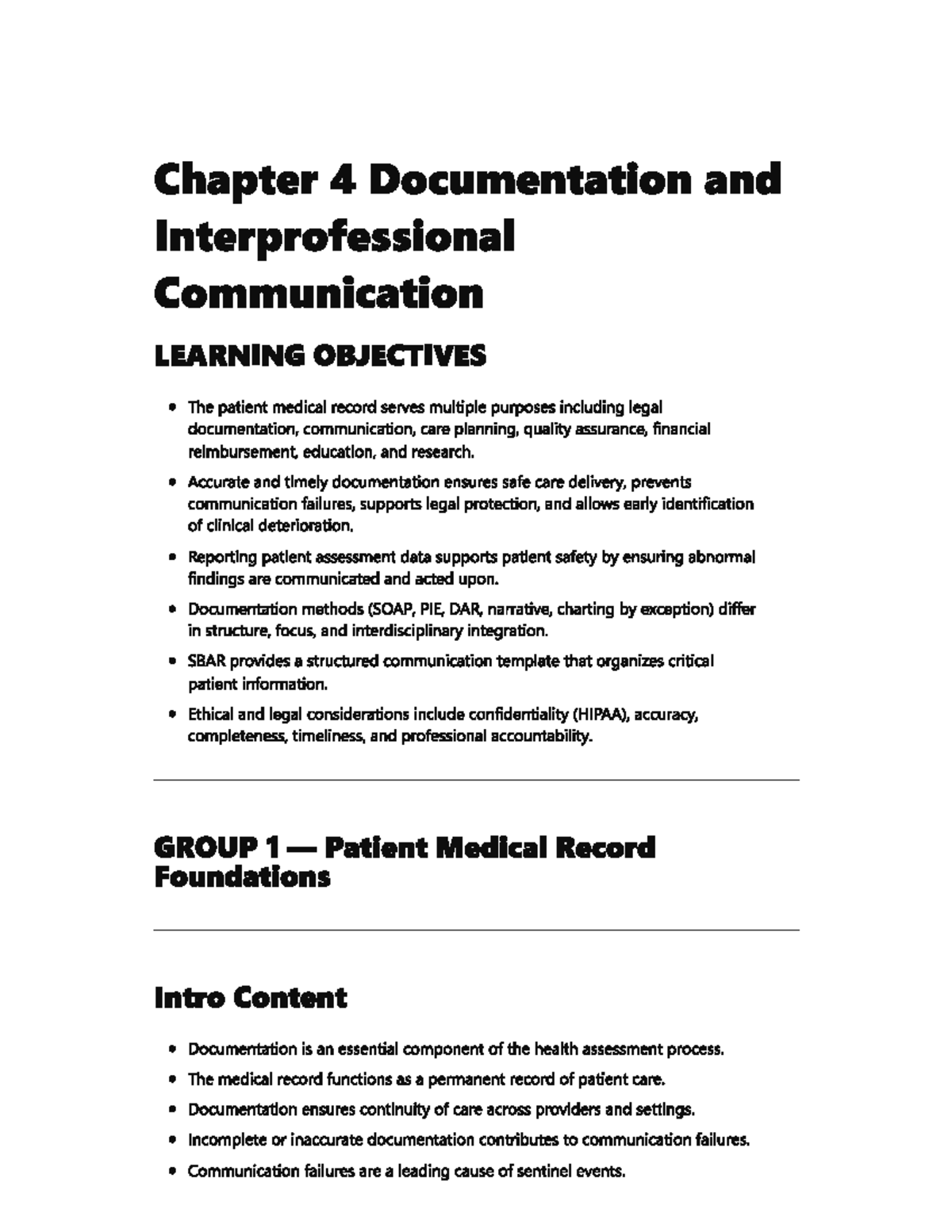 Chapter 4 HA Notes: Documentation & Interprofessional Communication ...