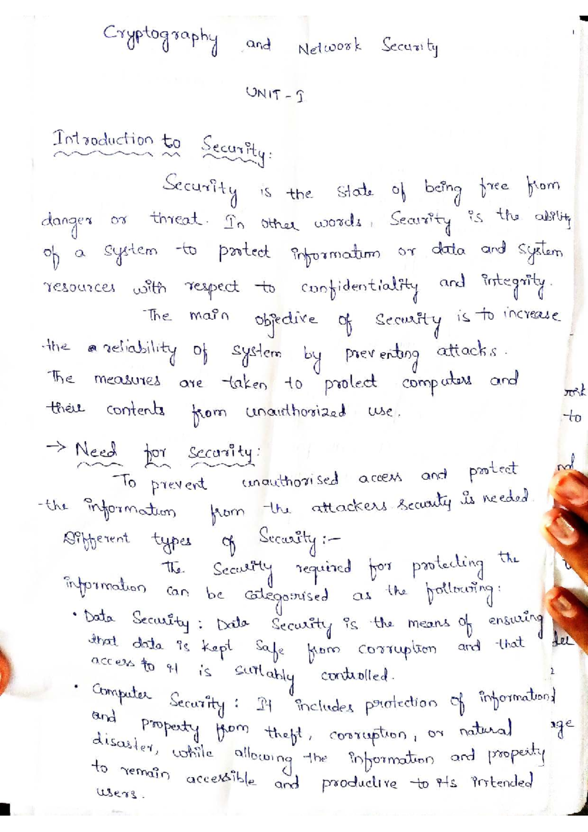 CNS 101: Unit I - Introduction to Security in Cryptography and Networks ...