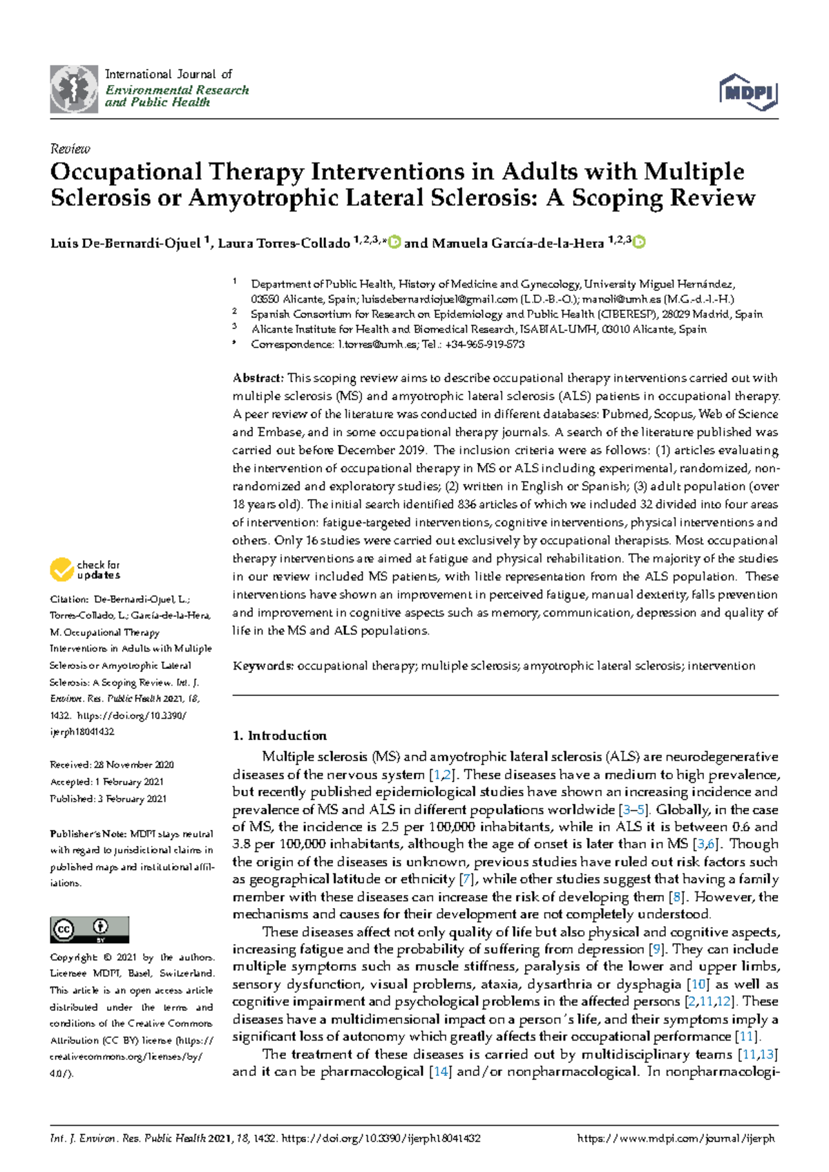 Occupational Therapy Interventions for MS and ALS: A Scoping Review ...