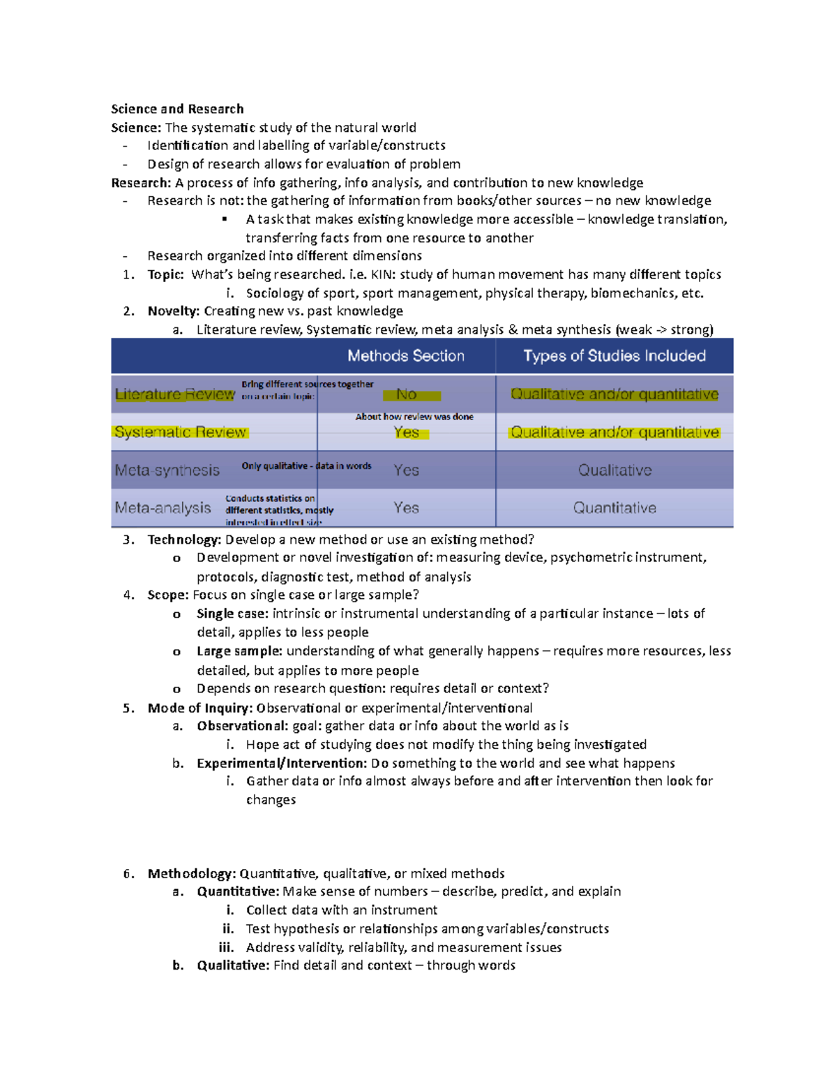 205 Midterm study notes - Science and Research Science: The systematic ...