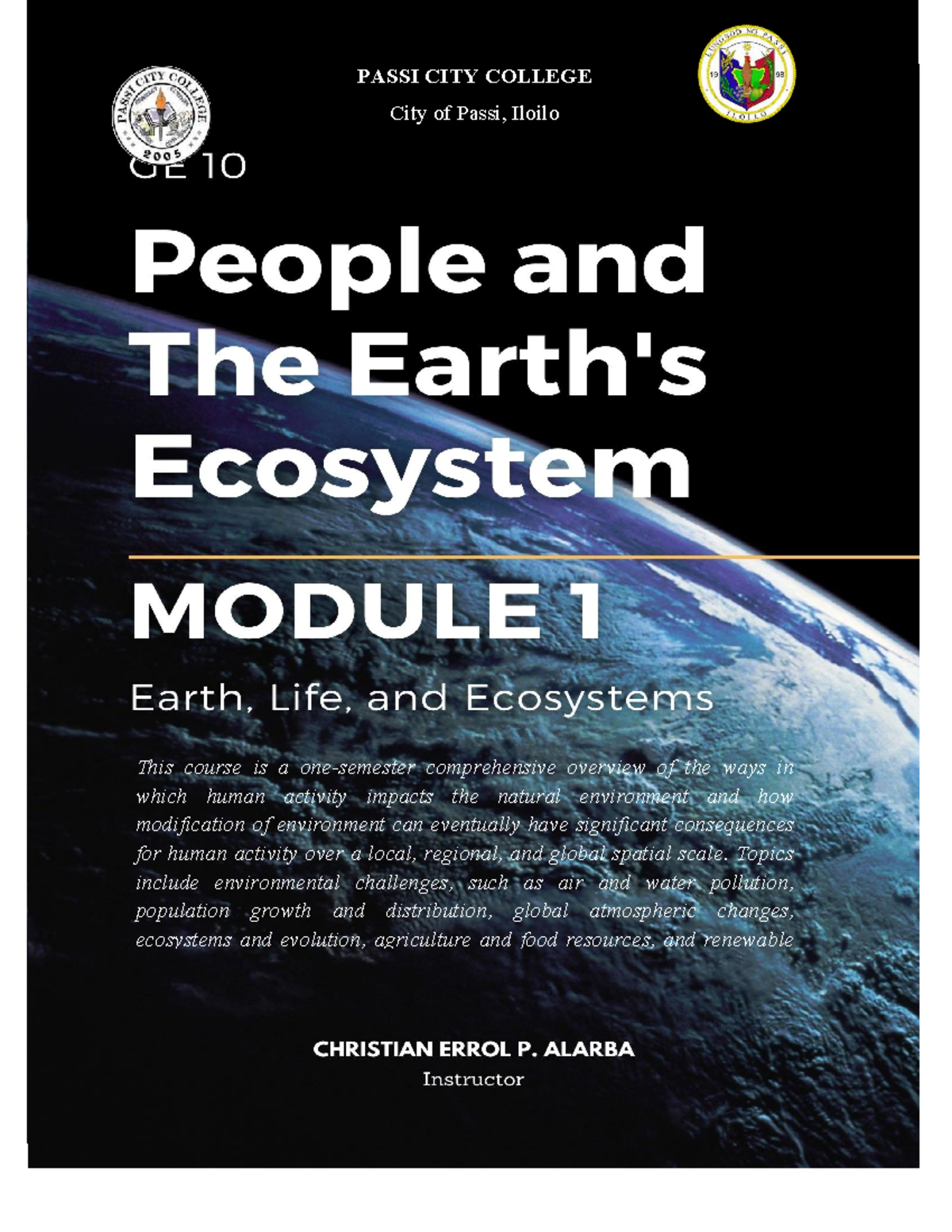 GE 8: Environmental Science and Its Context - Module 1 Overview - Studocu
